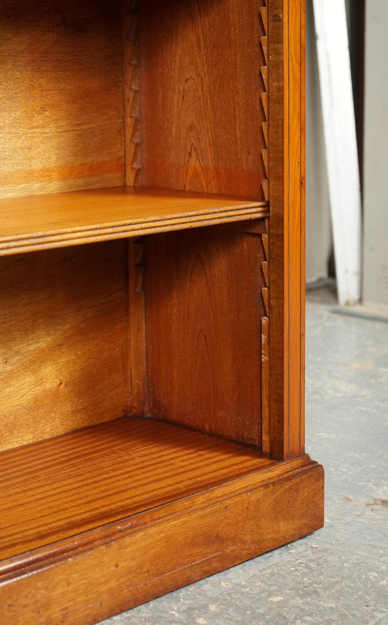 Hand-Crafted SHERATON INLAiD YEW WOOD DOUBLE DWARF OPEN BOOKCASE For Sale