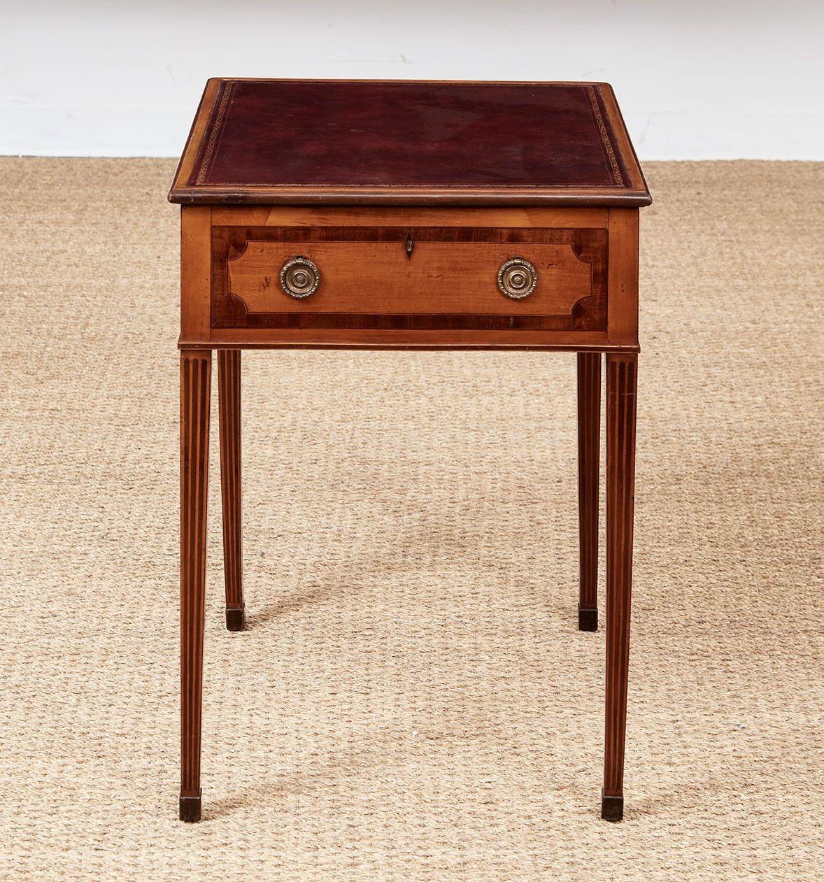 18th Century Sheraton Leather Topped Table For Sale