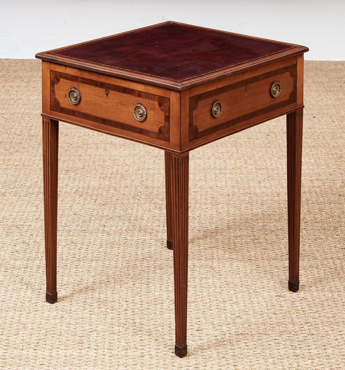Rosewood Sheraton Leather Topped Table For Sale