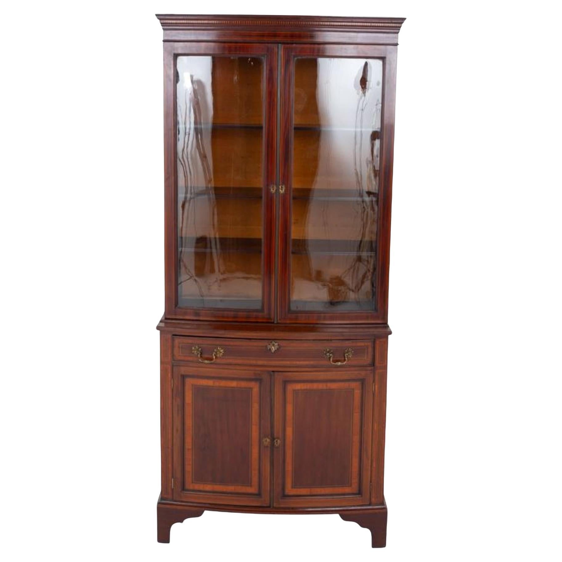 Sheraton Library Bookcase Bow Fronted Cabinet Revival For Sale