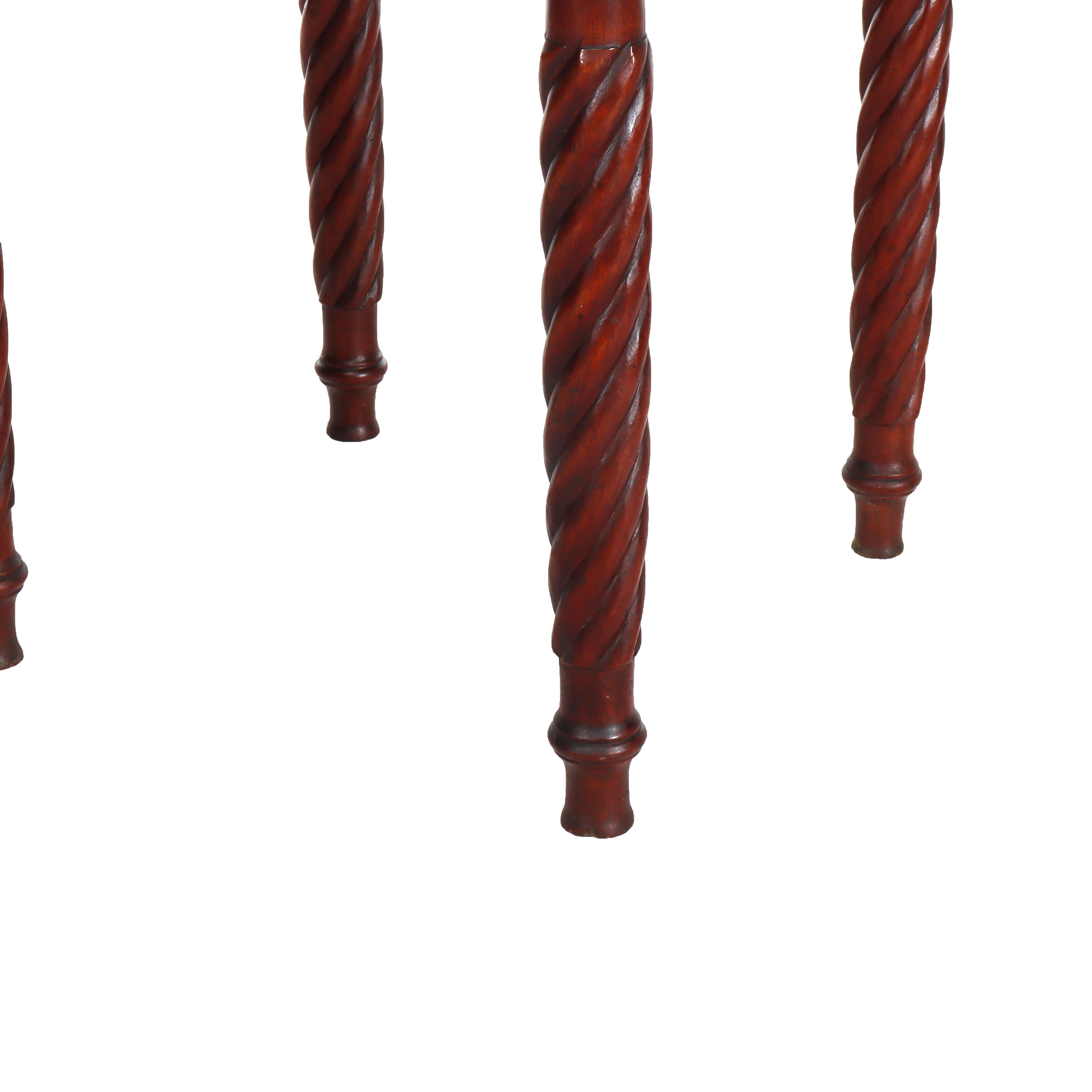 19th Century Sheraton Mahogany 2 Drawer Drop Leaf Stand With Rope Twist Carved Legs c1830 For Sale