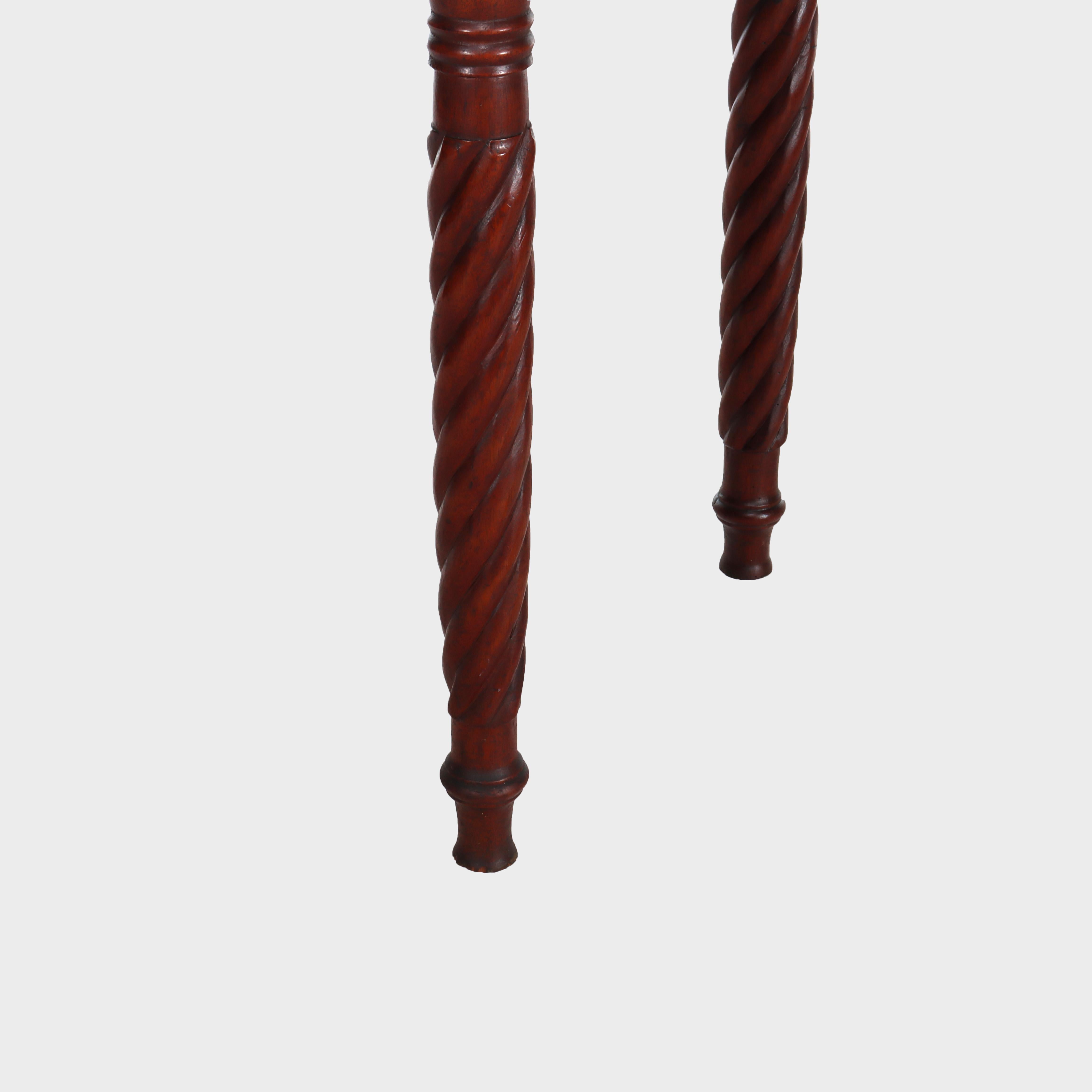 Sheraton Mahogany 2 Drawer Drop Leaf Stand With Rope Twist Carved Legs c1830 For Sale 1