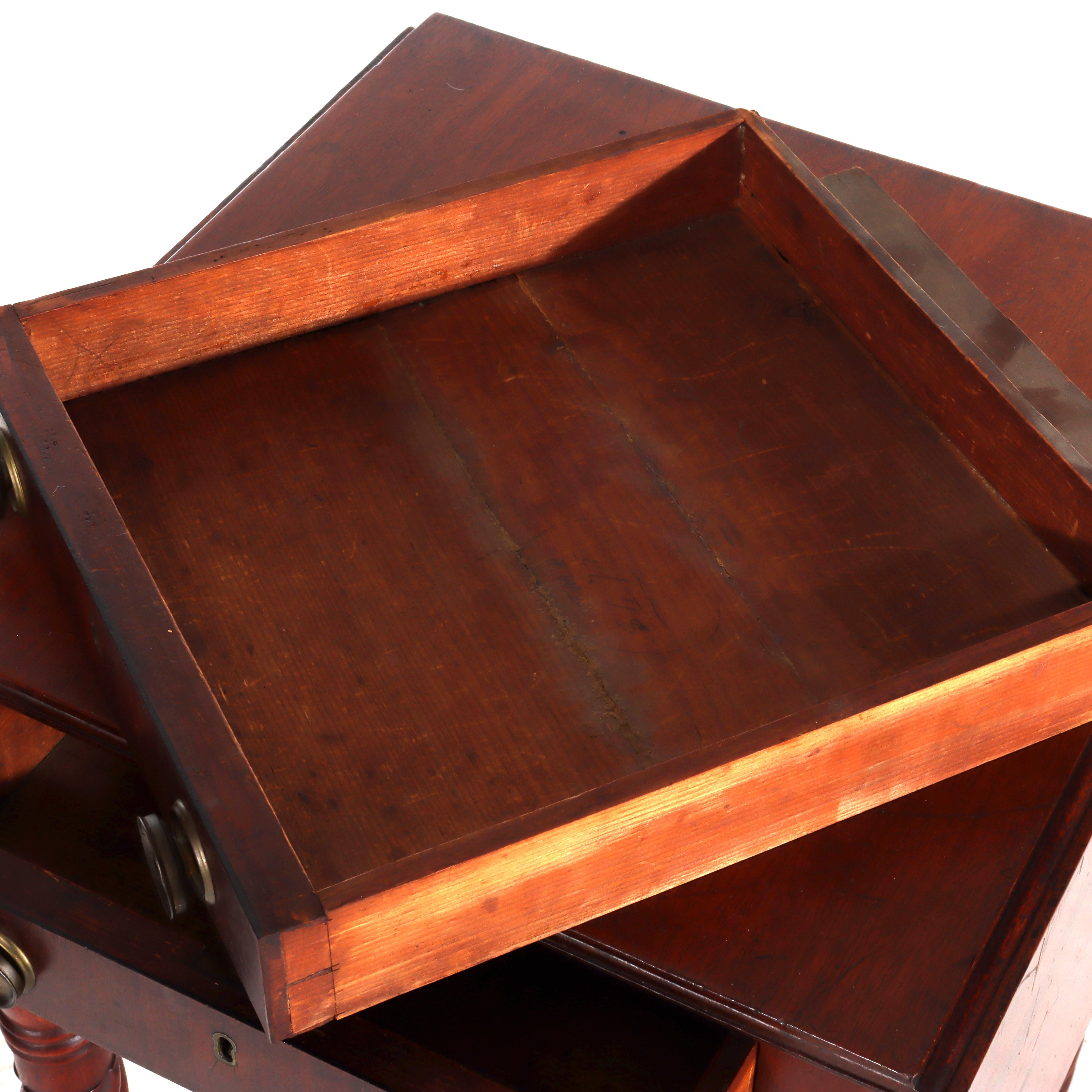 Sheraton Mahogany 2 Drawer Drop Leaf Stand With Rope Twist Carved Legs c1830 For Sale 5