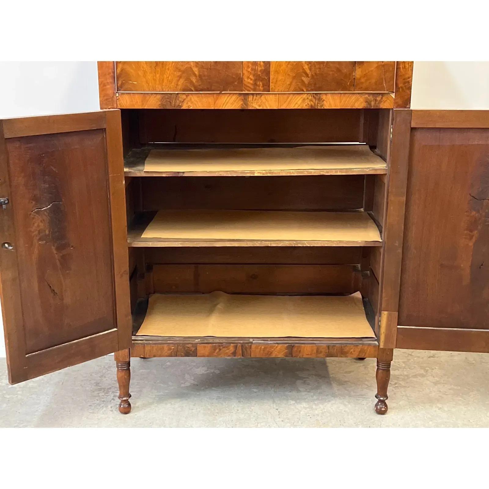 Sheraton Mahogany and Burlwood Tall Cabinet For Sale 4