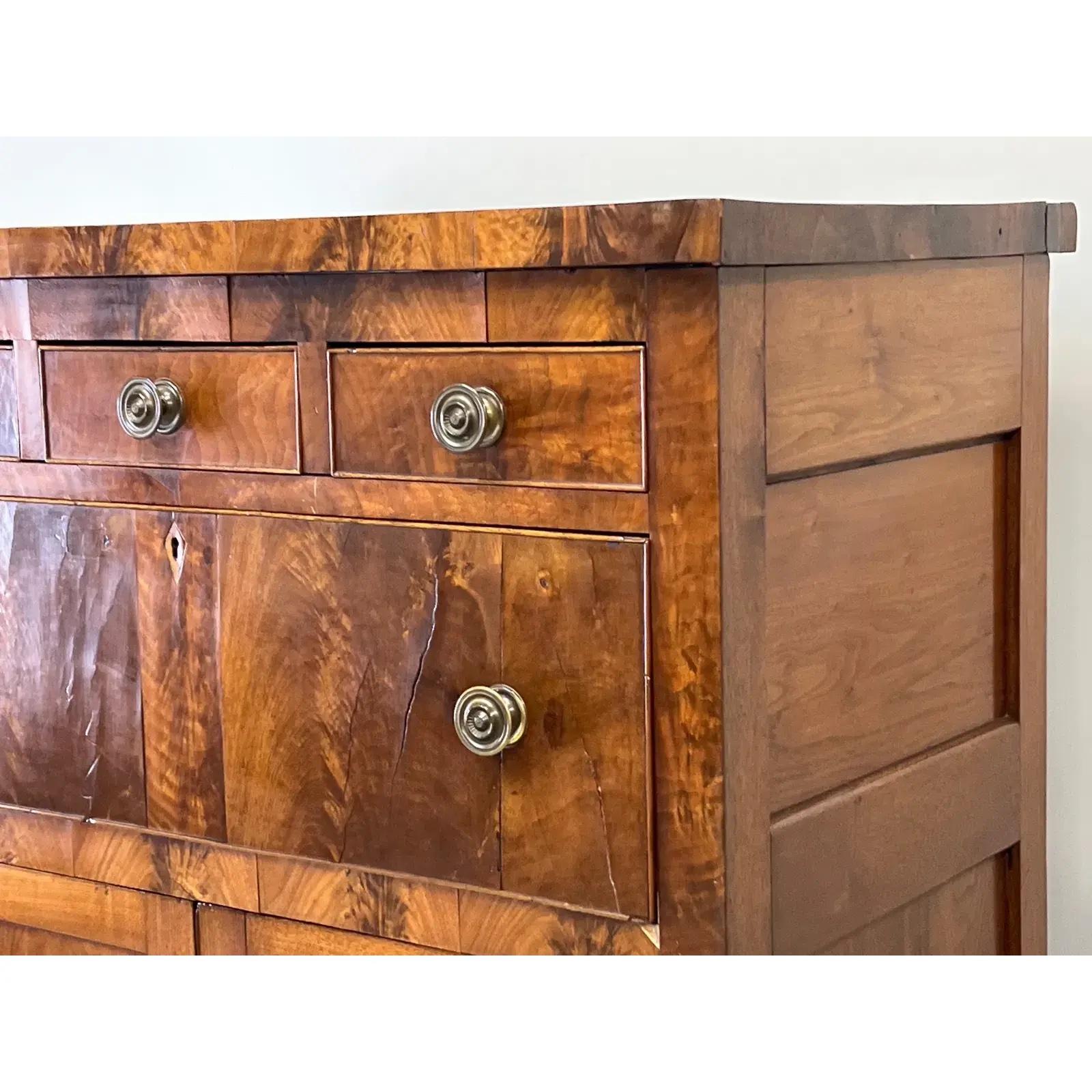 Unknown Sheraton Mahogany and Burlwood Tall Cabinet For Sale