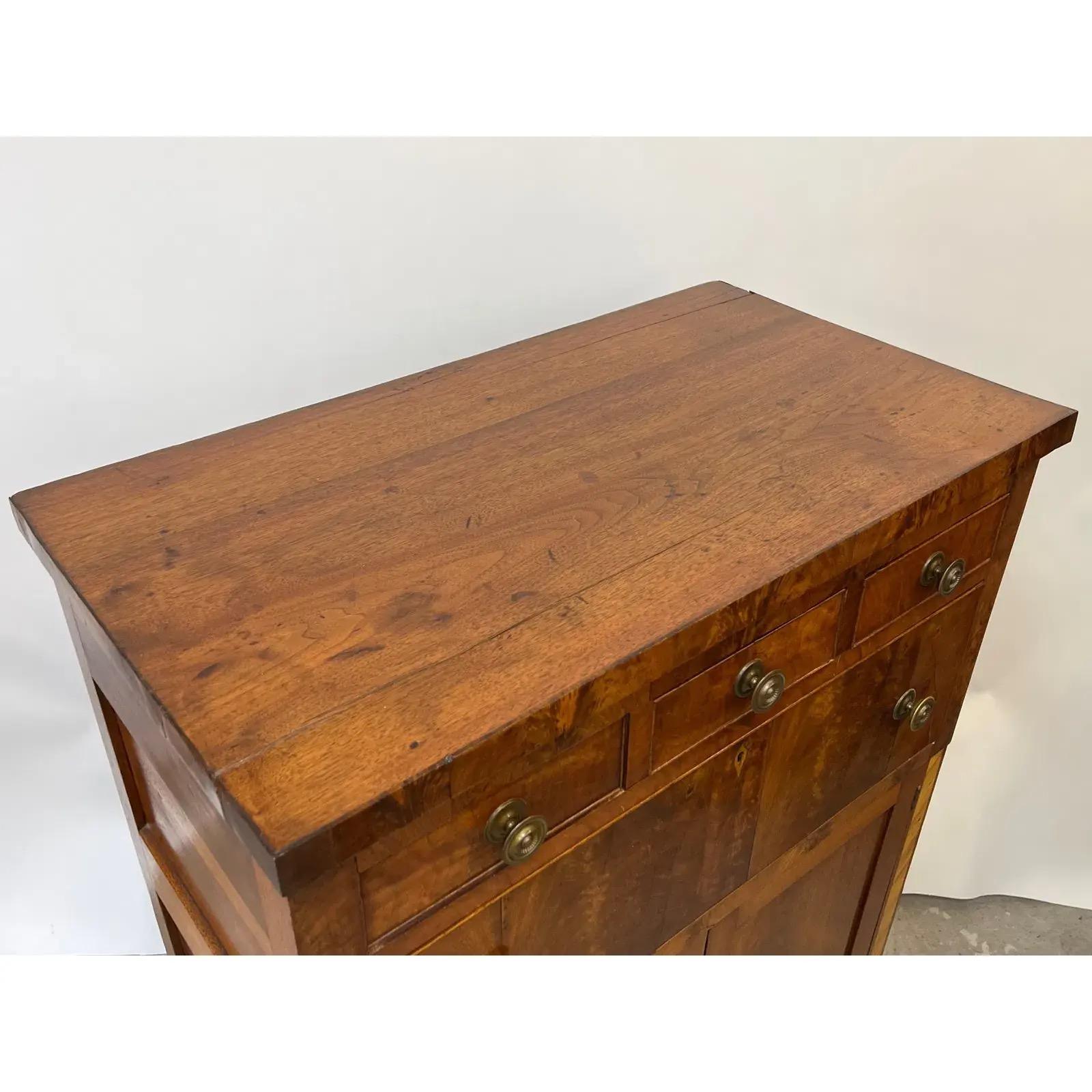 Wood Sheraton Mahogany and Burlwood Tall Cabinet For Sale