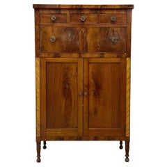 Sheraton Mahogany and Burlwood Tall Cabinet