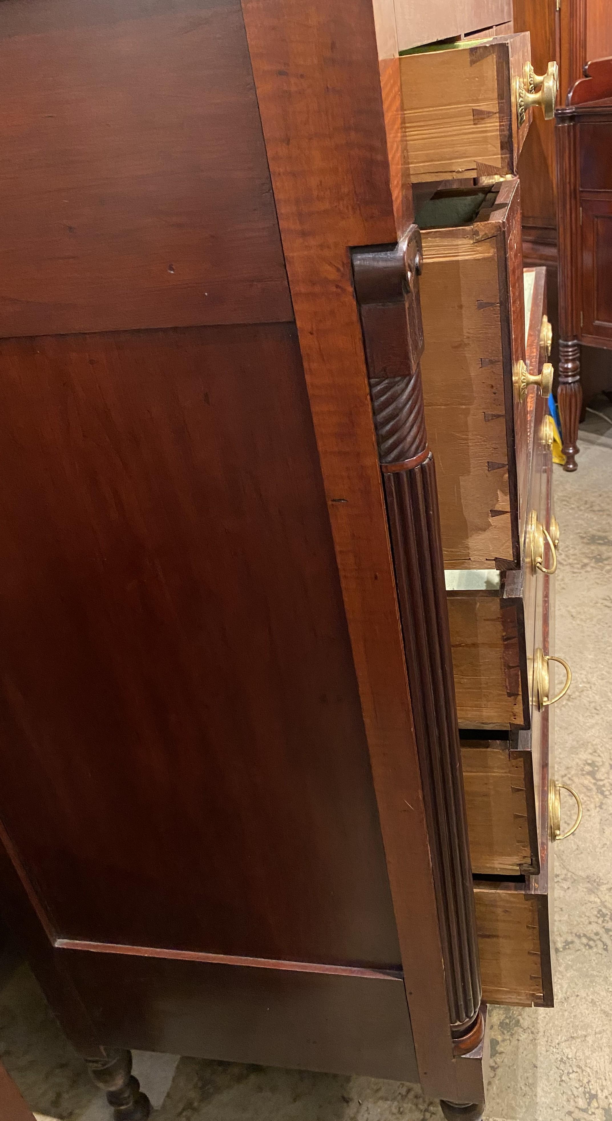 Sheraton Mahogany and Tiger Maple Chest or Server with Gallery and Tambour Doors 3