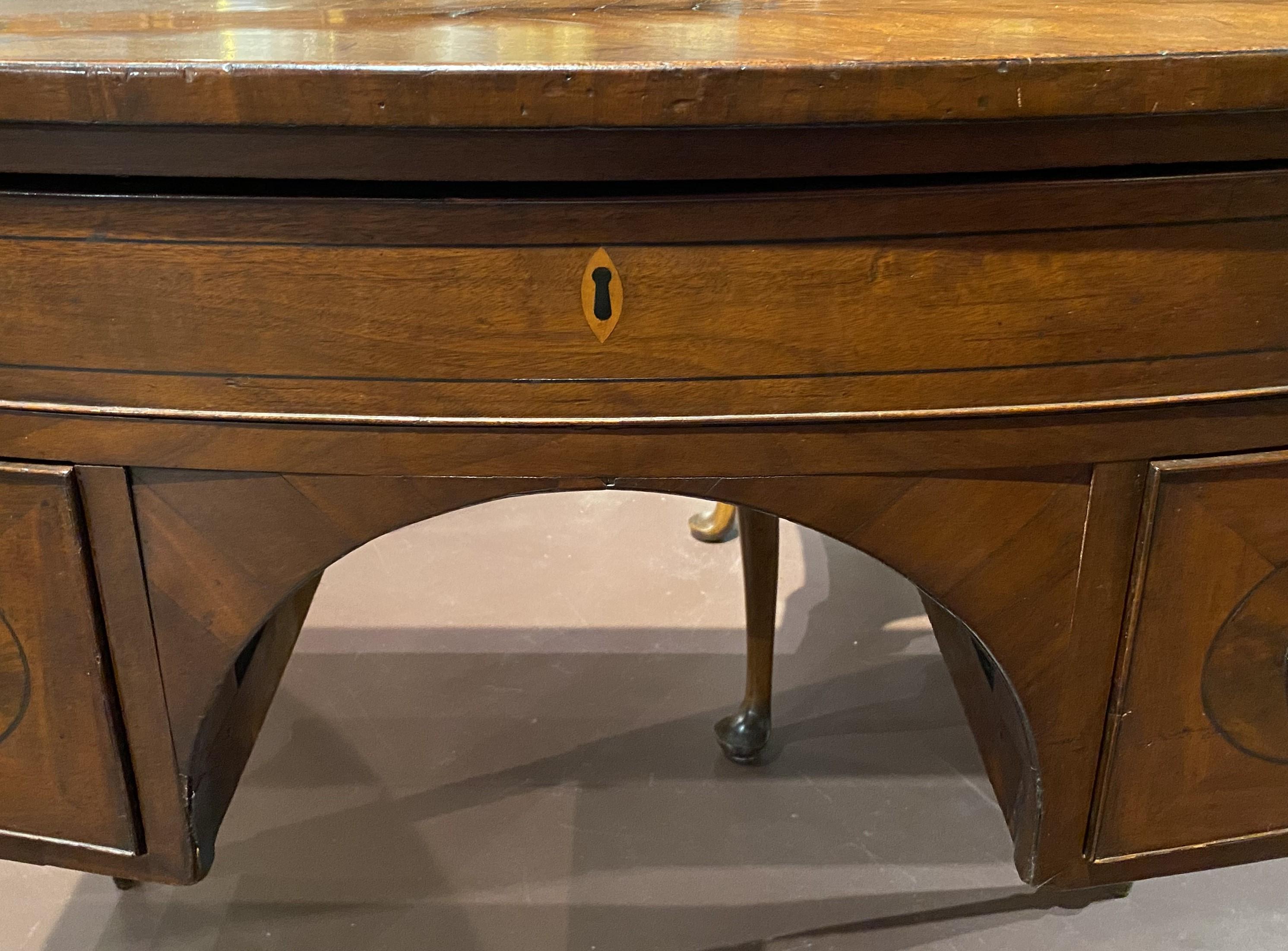 Sheraton Mahogany Bow Front Dressing Table or Server circa 1820 For Sale 4