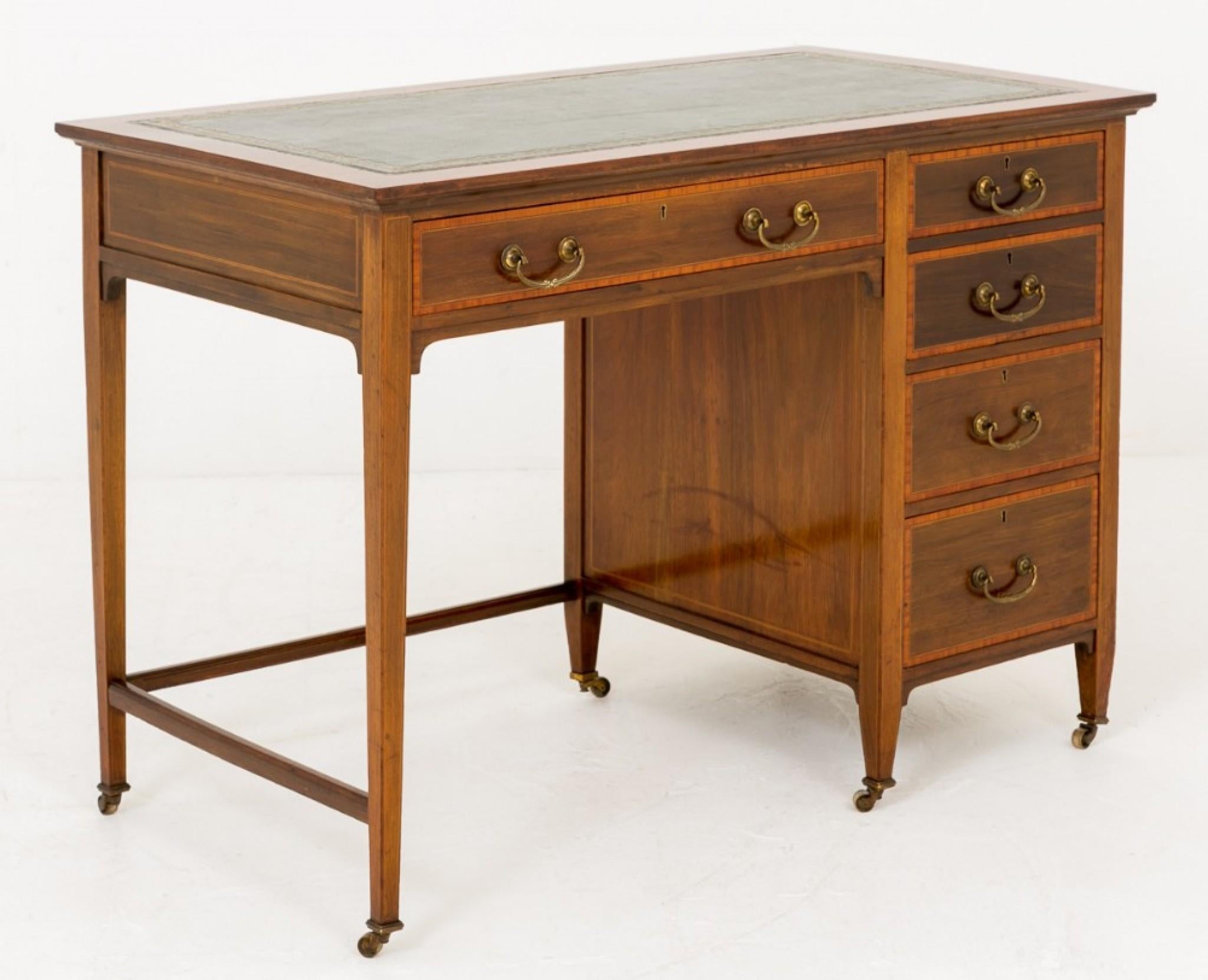 Sheraton Mahogany Desk - Antique Revival Desks Circa 1890 For Sale 1