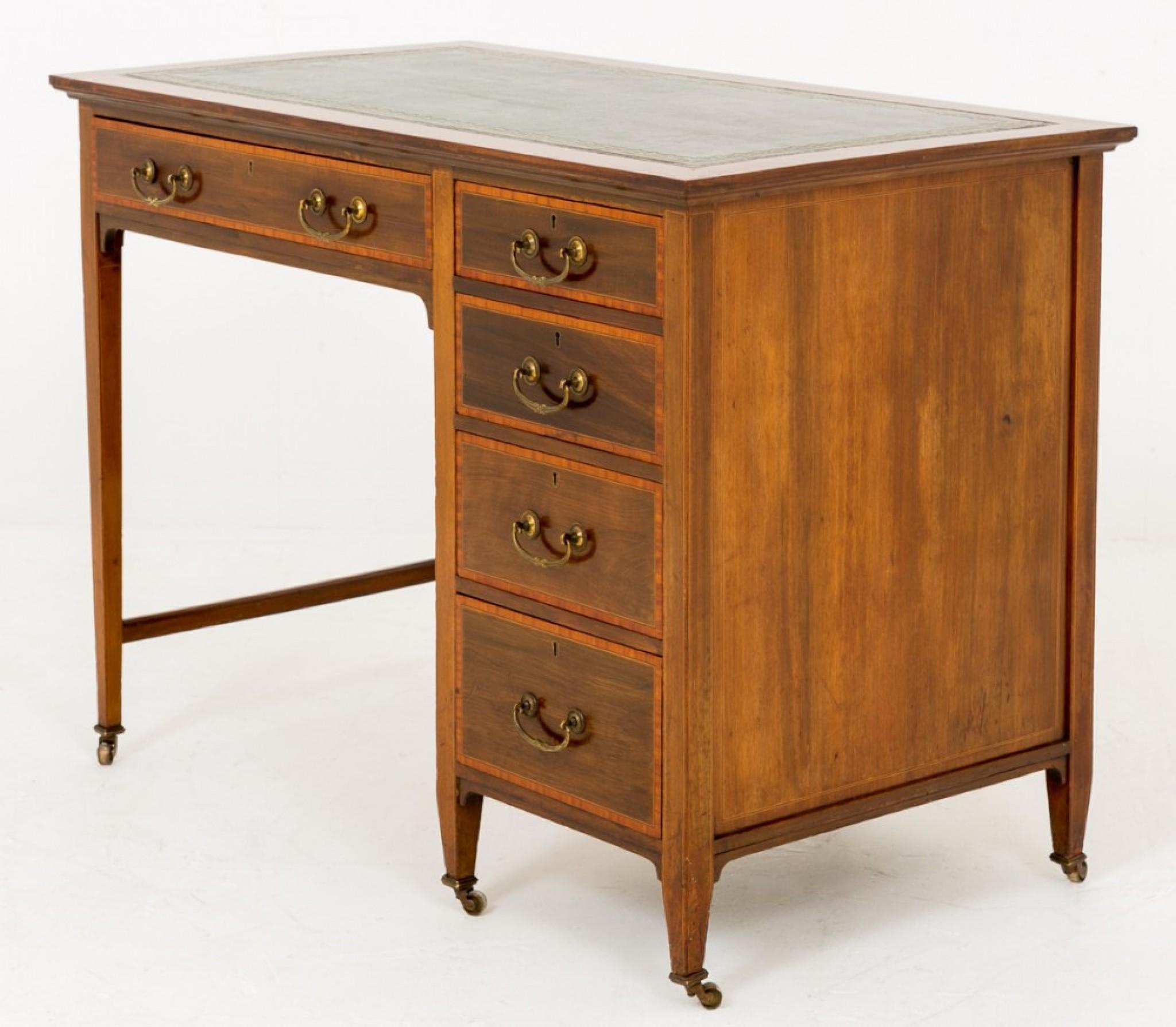 Sheraton Mahogany Desk - Antique Revival Desks Circa 1890 For Sale 2