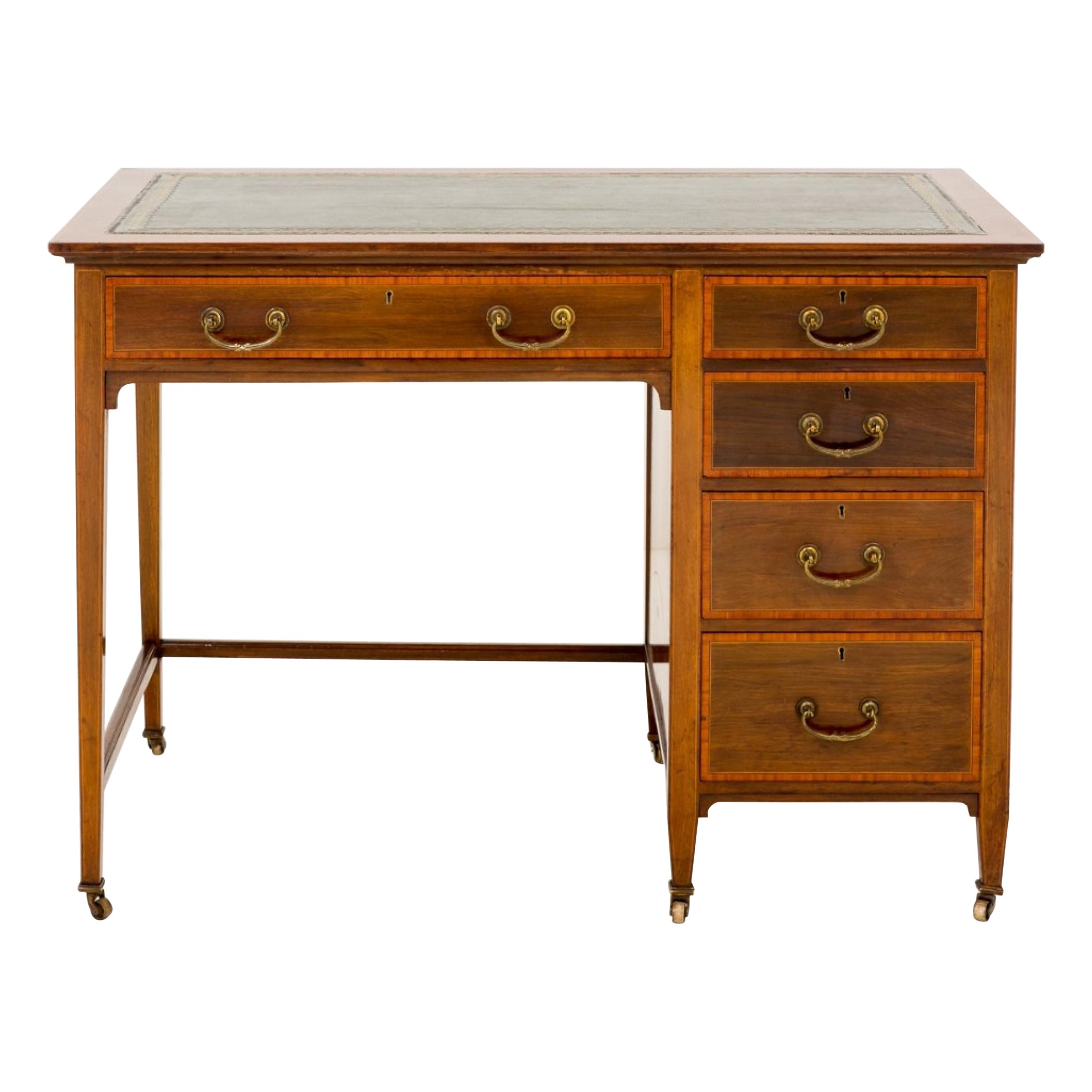 Sheraton Mahogany Desk, Antique Revival Desks, circa 1890