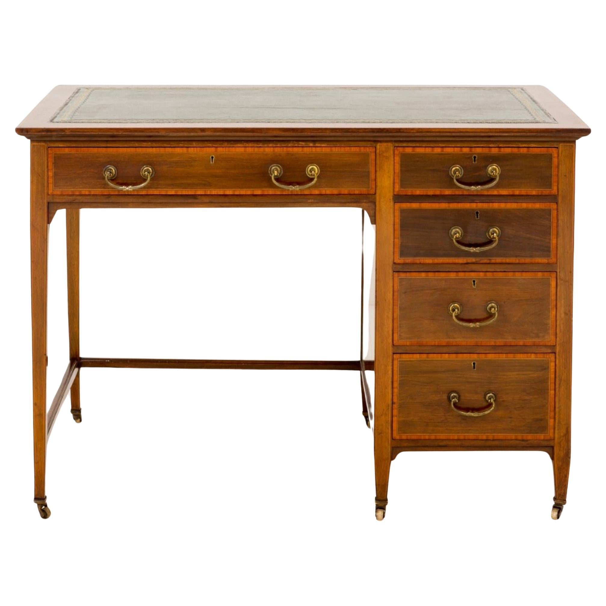 Sheraton Mahogany Desk - Antique Revival Desks Circa 1890 For Sale