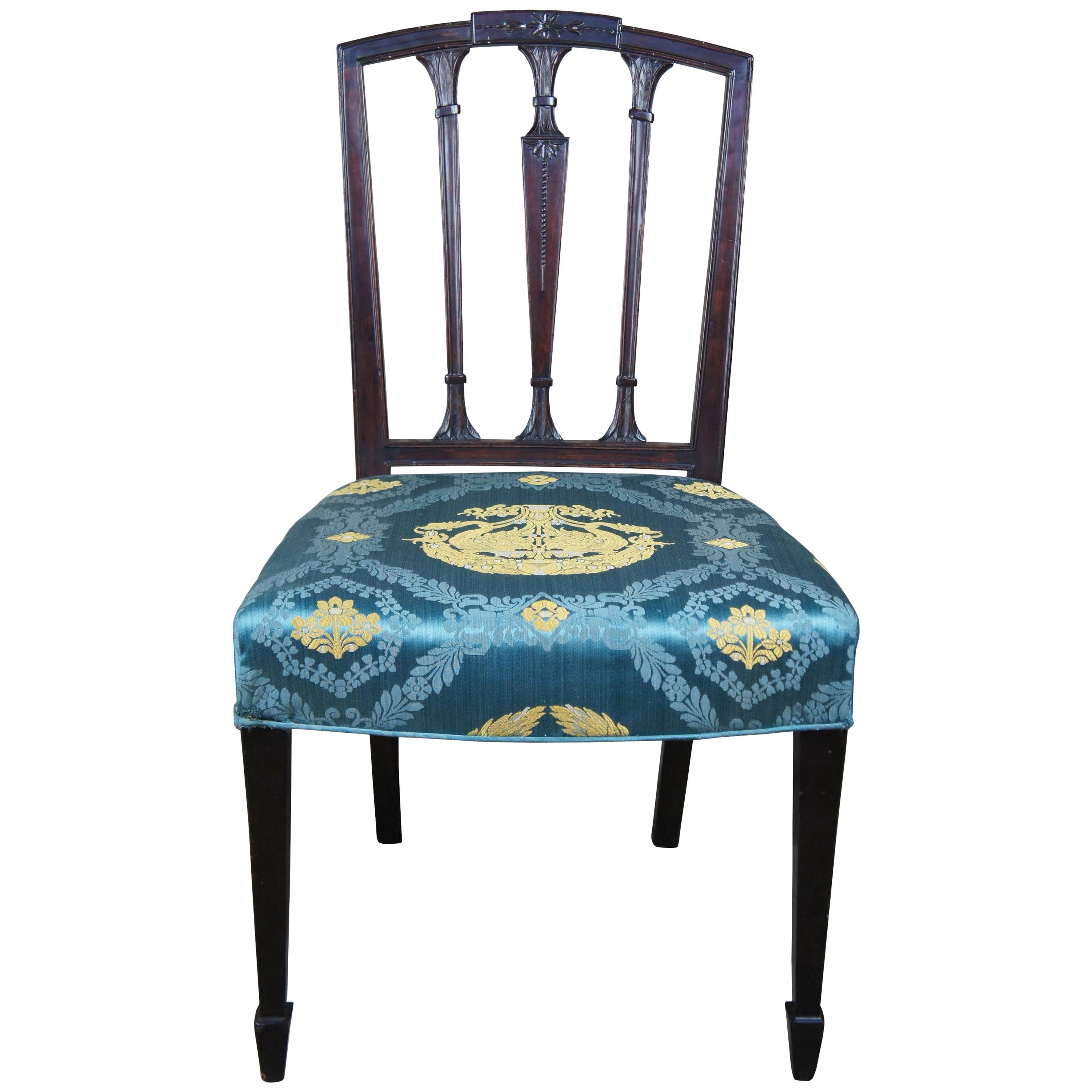 Sheraton Mahogany Dining Side Chair with Scalamandre Fabric Hepplewhite