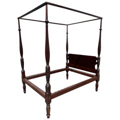 Sheraton Mahogany Full Size Bed with Carved Posts and Tester