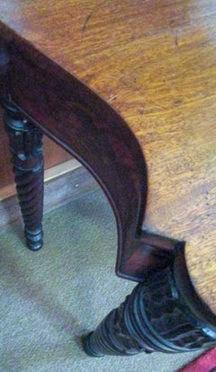 Sheraton Mahogany Game Table with Rope Twist Legs and Serpentine Top