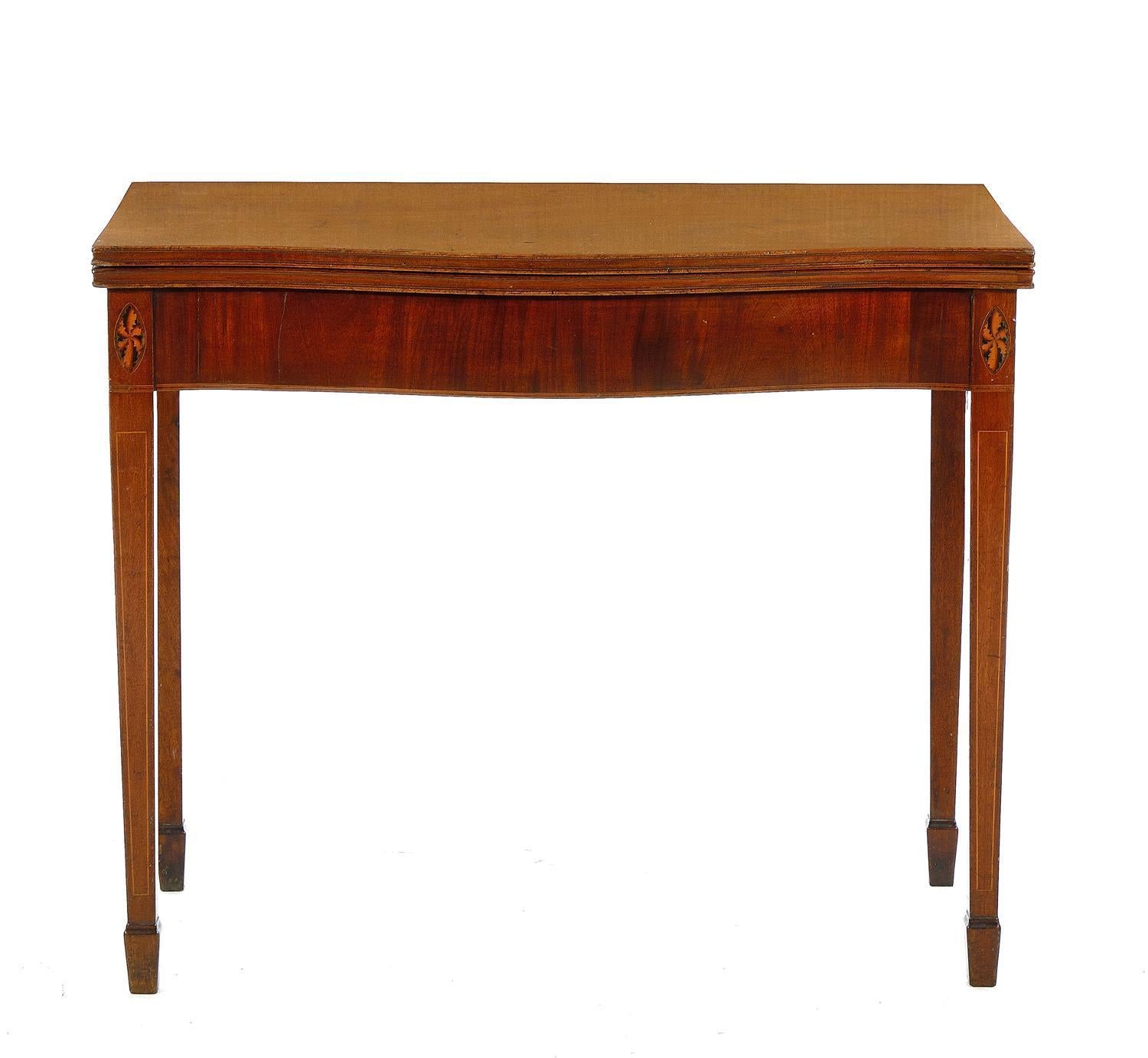 19th Century Sheraton Mahogany Games Table Serpentine Front, Circa 1800 For Sale