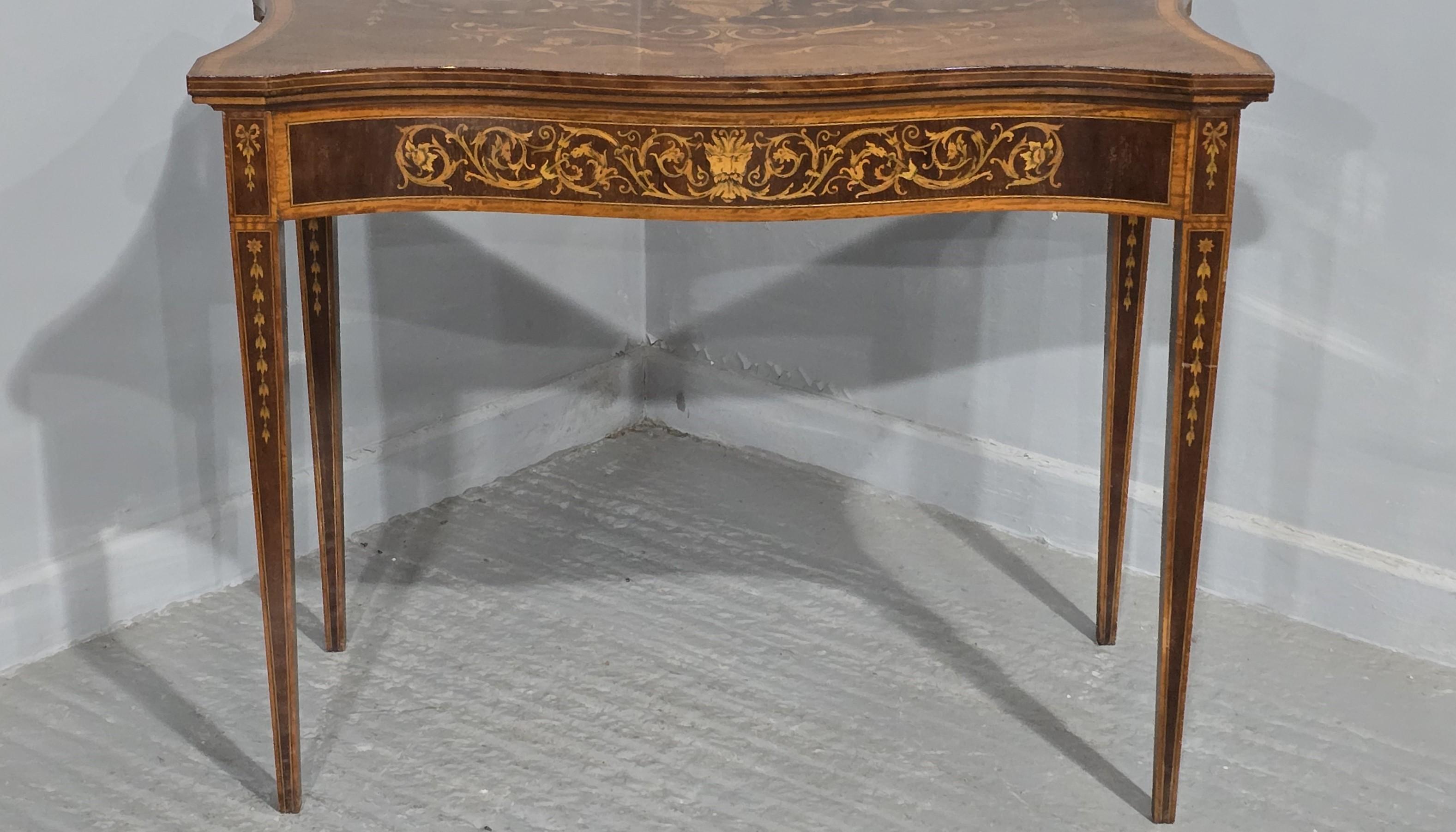 Sheraton Mahogany Inlaid Card Table For Sale 1
