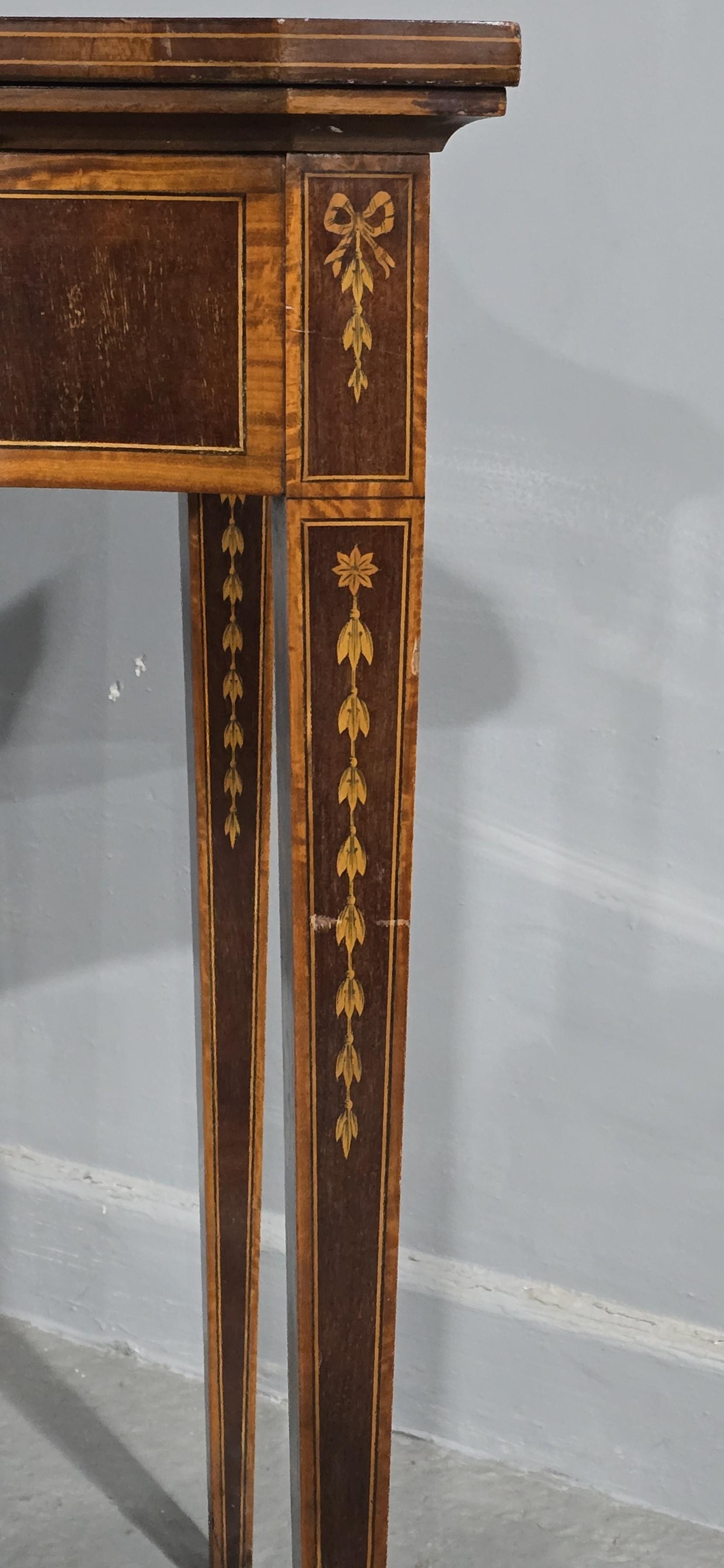 Sheraton Mahogany Inlaid Card Table For Sale 3