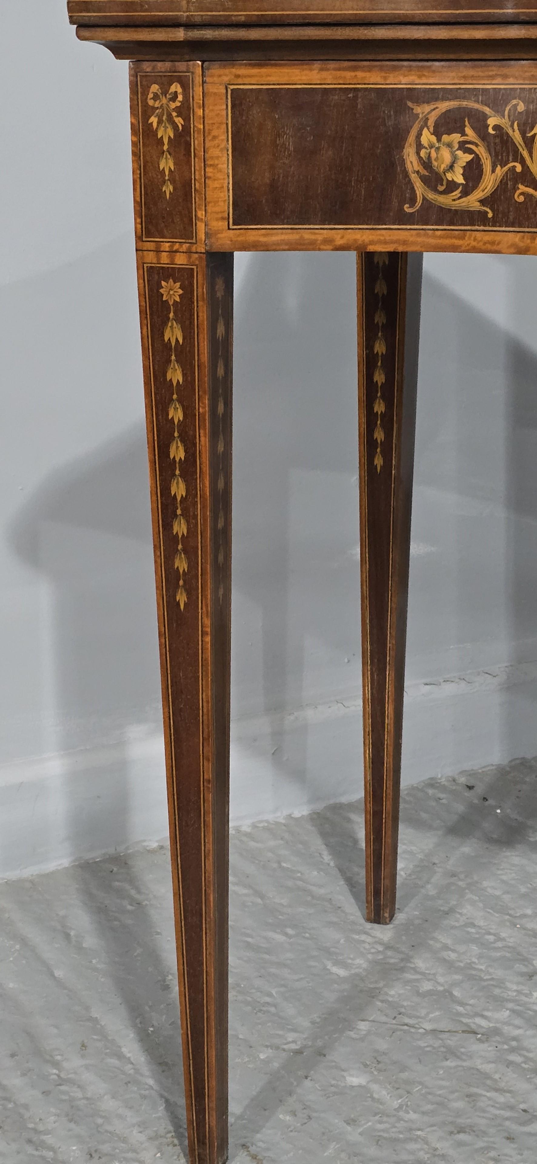 Sheraton Mahogany Inlaid Card Table For Sale 4