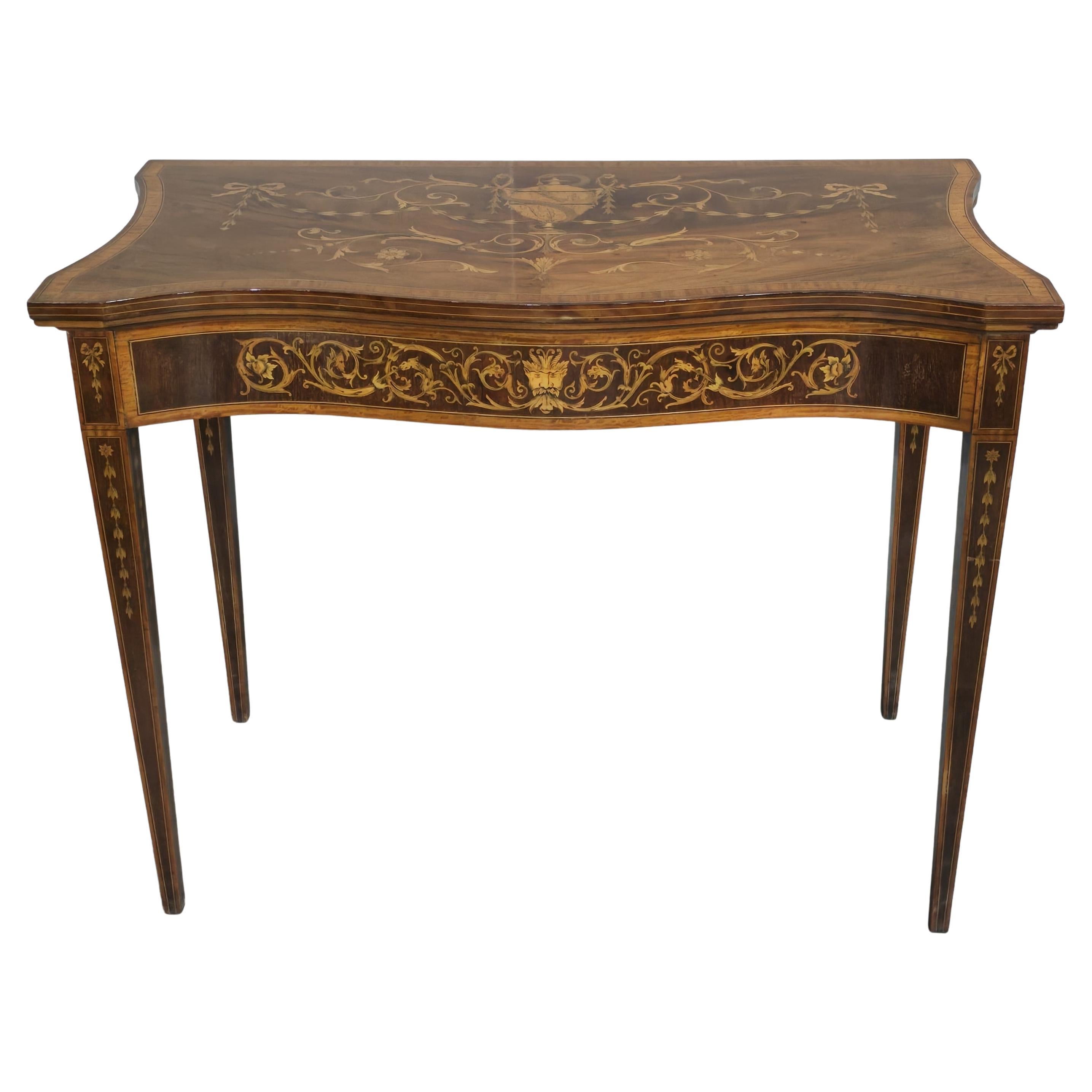 Sheraton Mahogany Inlaid Card Table For Sale