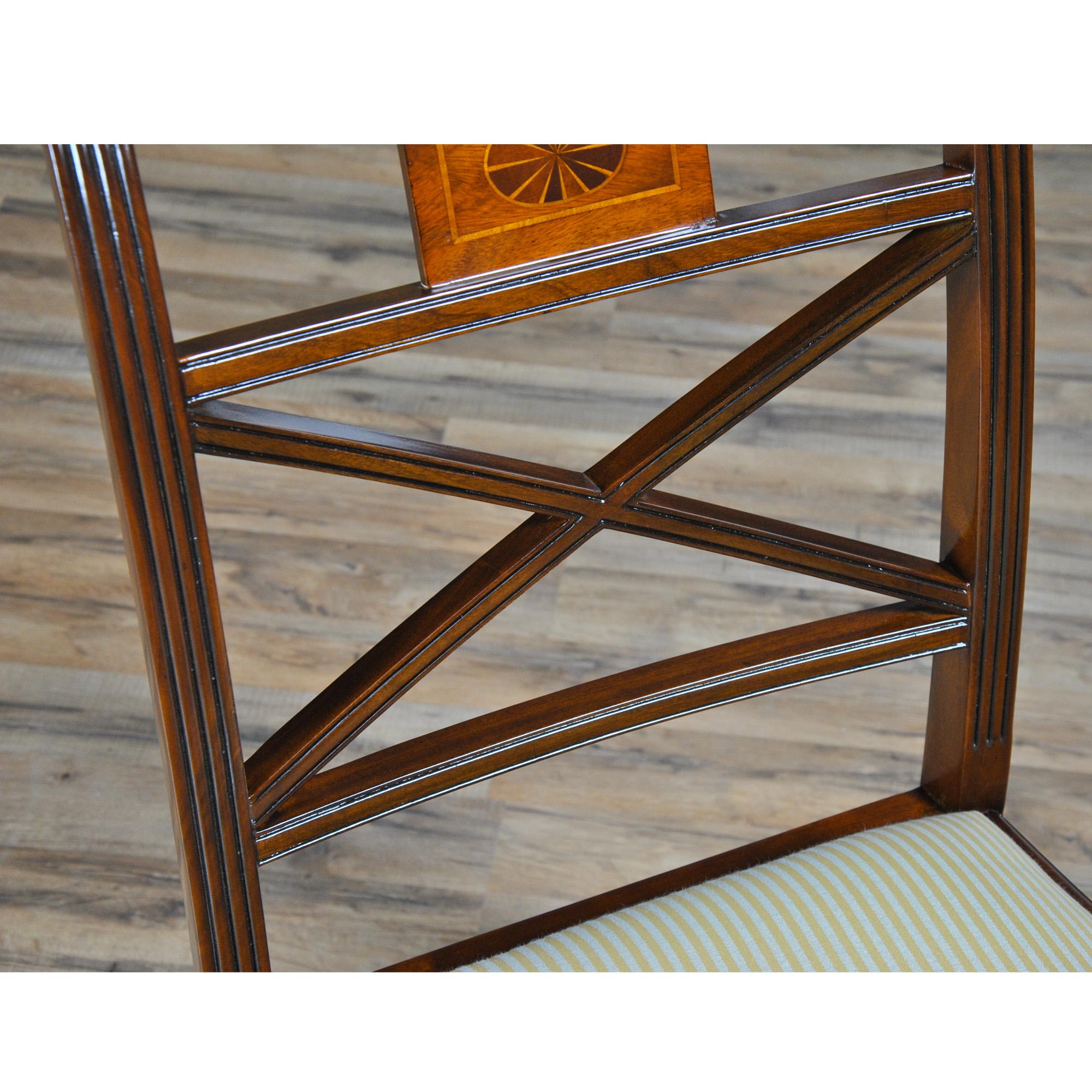 Sheraton Mahogany Inlaid Chairs, Set of 10  For Sale 9