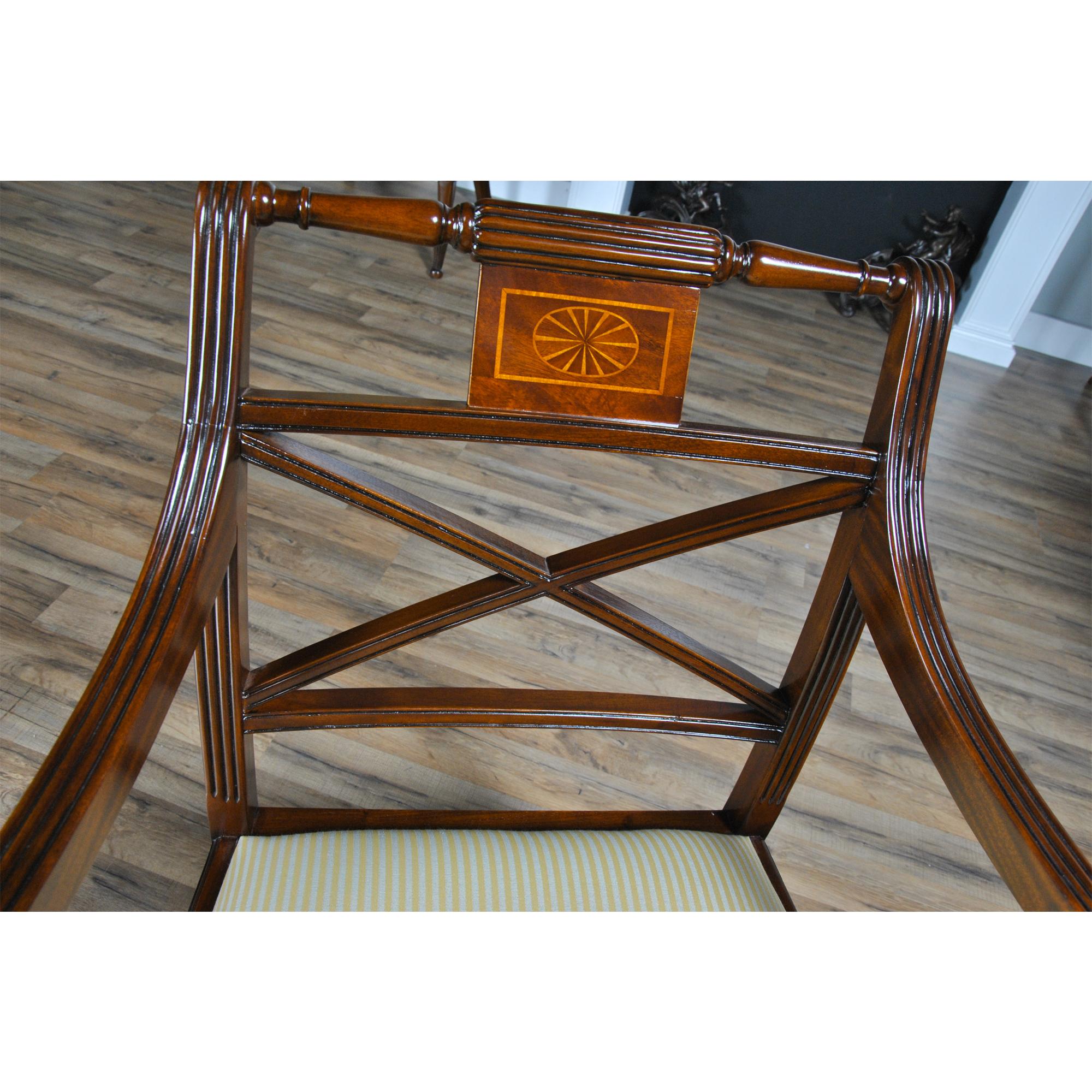 Sheraton Mahogany Inlaid Chairs, Set of 10  In New Condition For Sale In Annville, PA