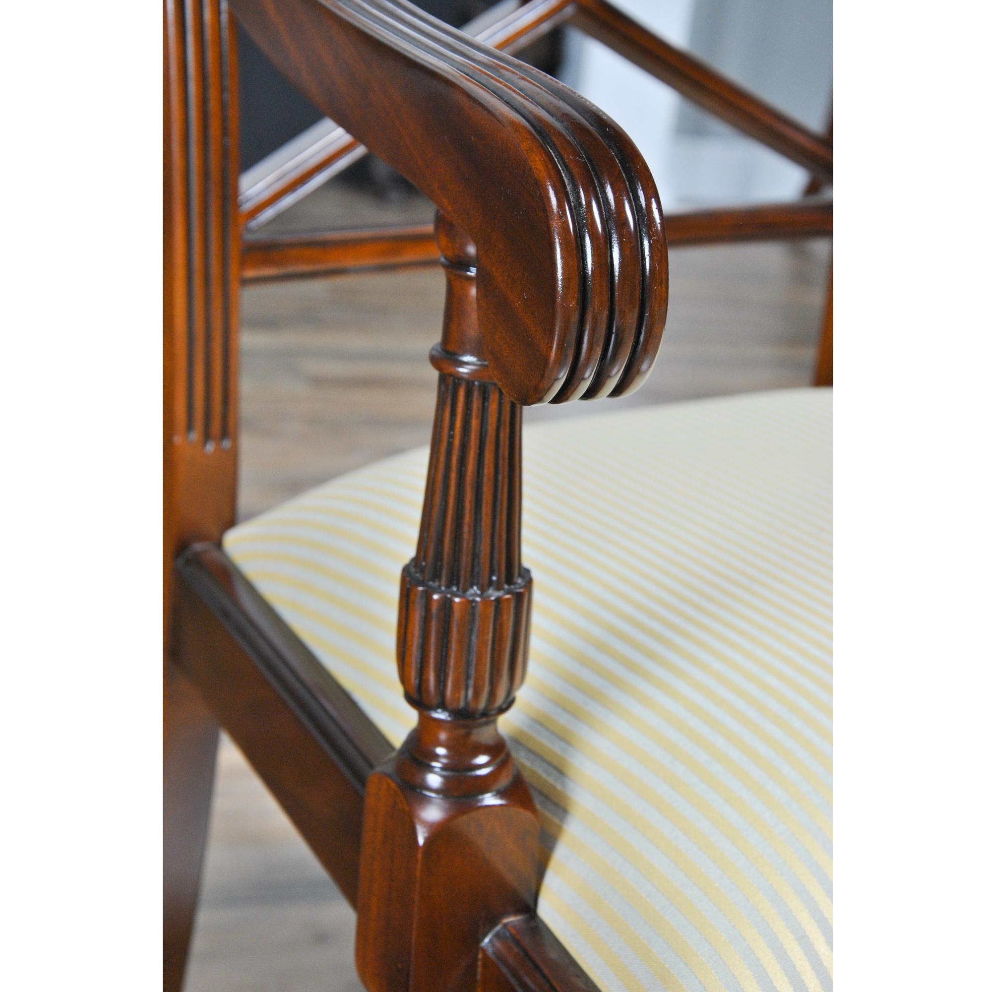 Contemporary Sheraton Mahogany Inlaid Chairs, Set of 10  For Sale