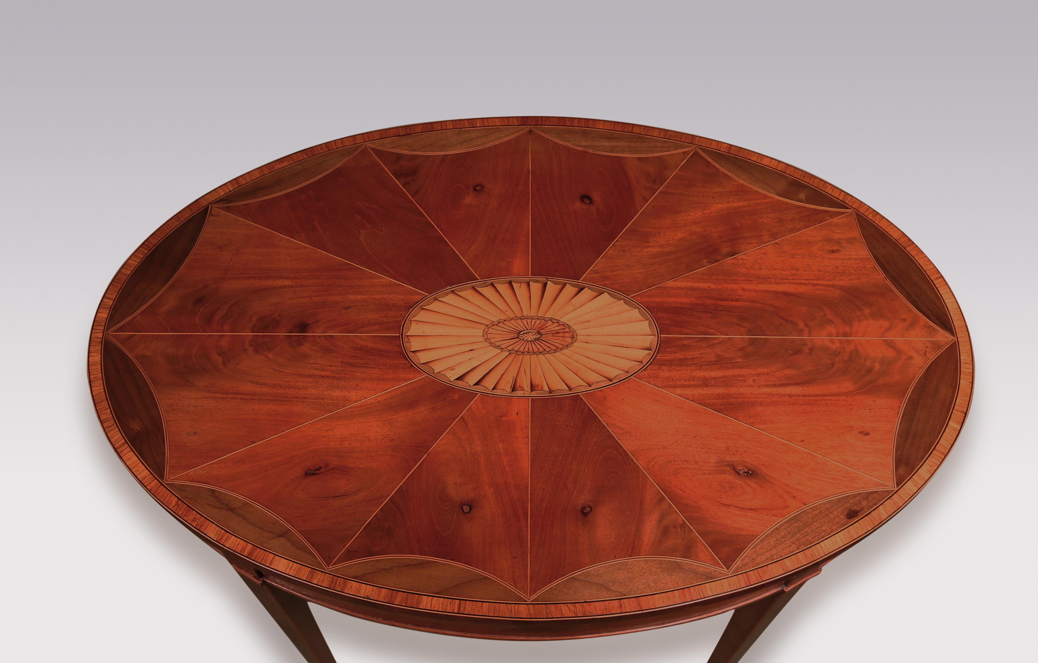 English Sheraton Mahogany Occasional Table 18th Century with Central Inlay