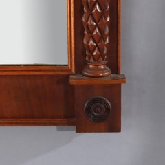 Sheraton Mahogany Wall Mirror With Eglomise Panel Of Red Jacke