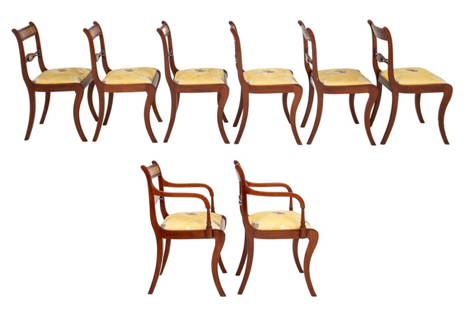 20th Century Sheraton Manner Painted Satinwood Dining Chairs, Set of Eight