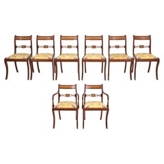 Sheraton Manner Painted Satinwood Dining Chairs, Set of Eight