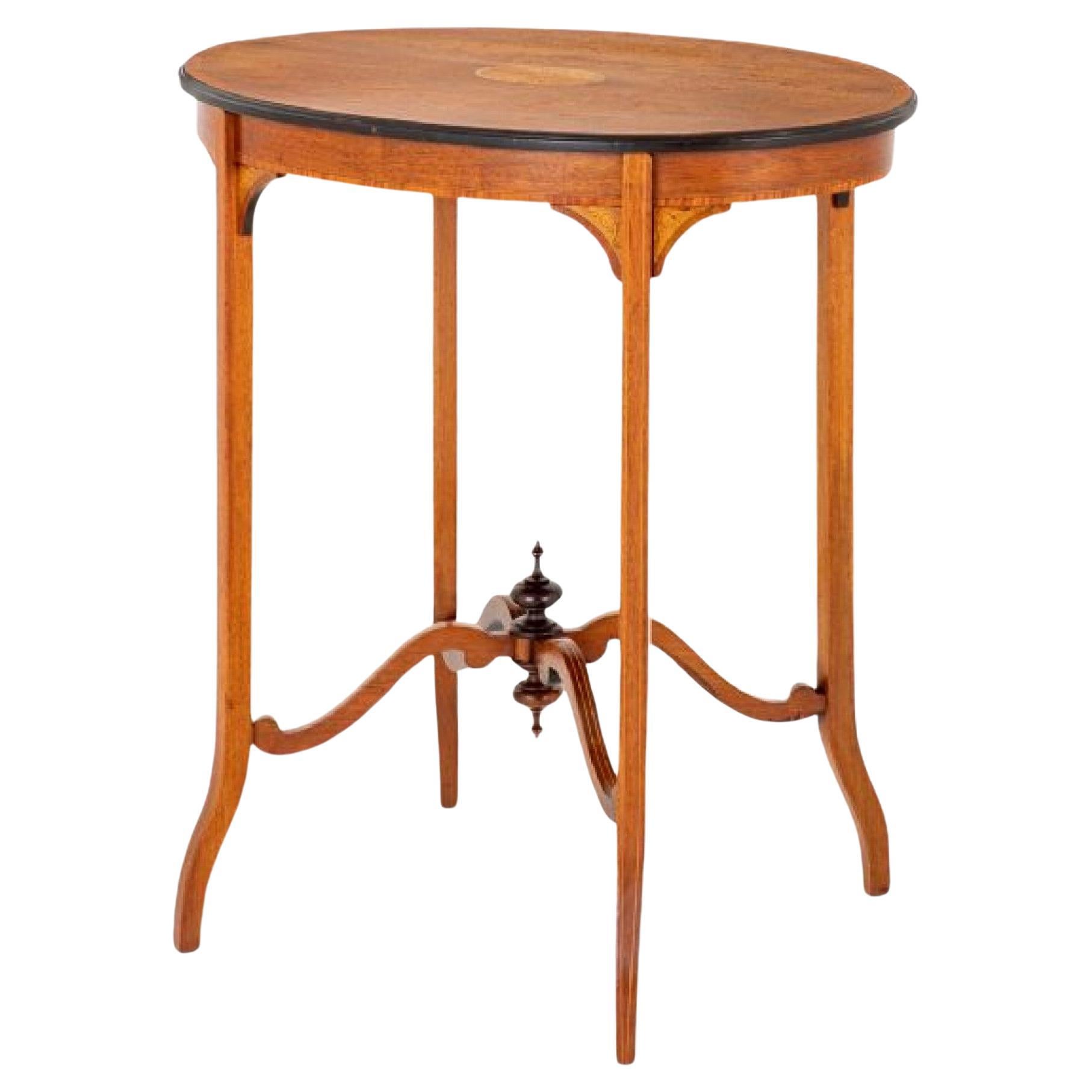 Sheraton Occasional Table Mahogany Inlay Side Tables, 1890
