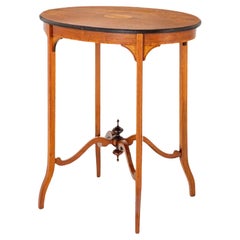 Antique Sheraton Occasional Table Mahogany Inlay Side Tables, 1890