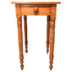 Antique Sheraton One Drawer Stand in Highly Figured Birdseye Maple, Quincy, Ma