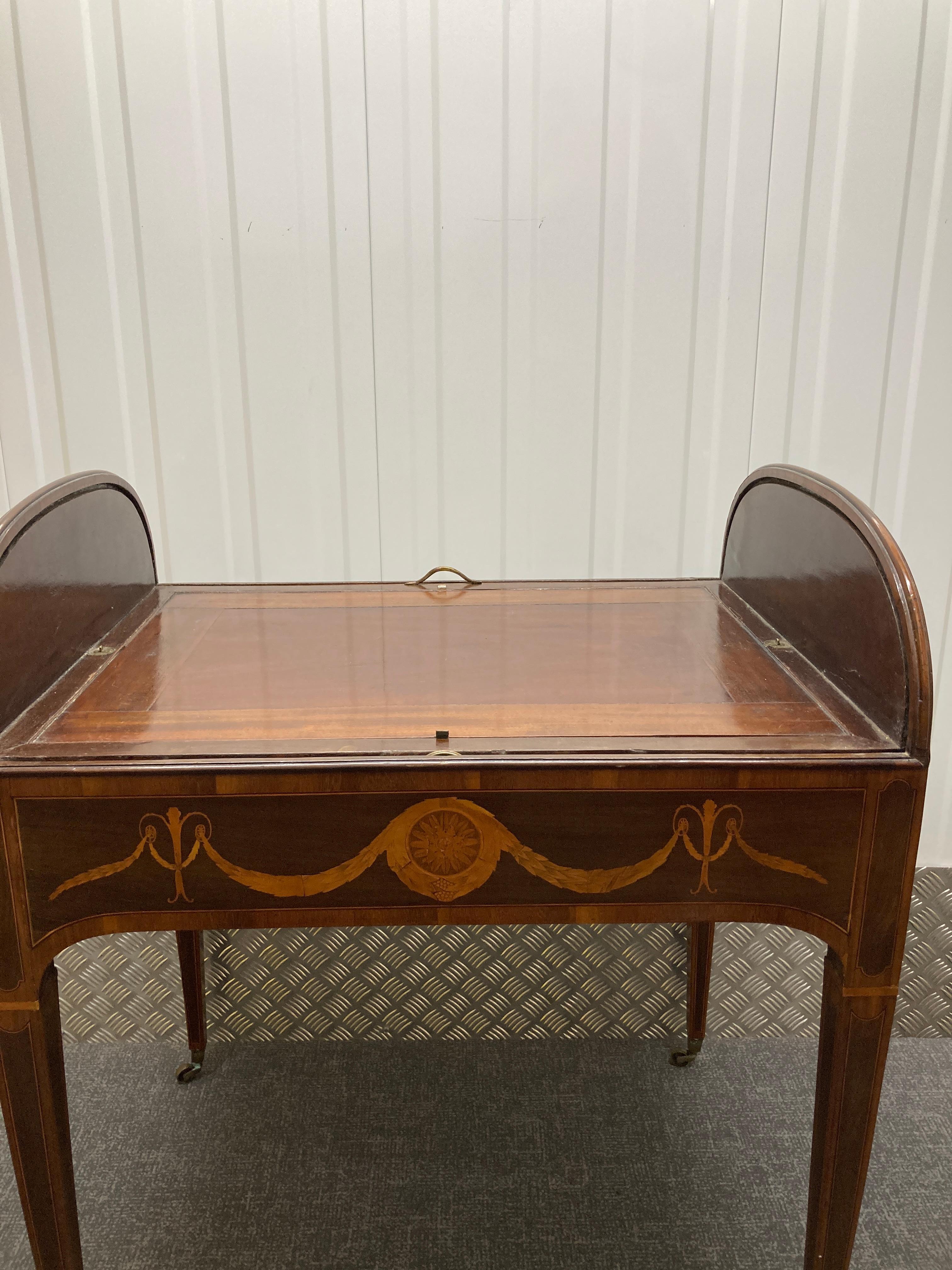 Wood Sheraton Period Partridgewood Tambour Desk For Sale
