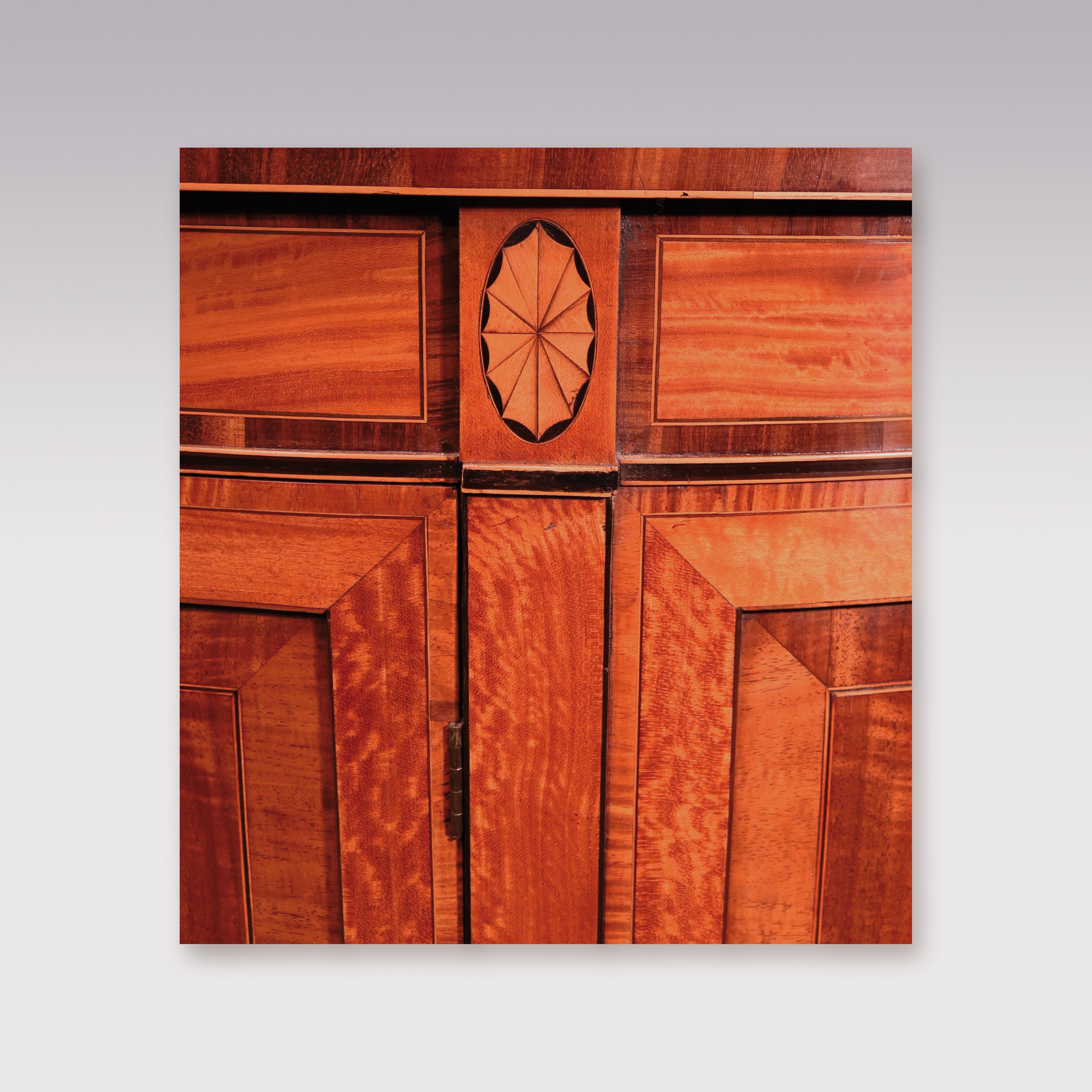 George III Sheraton Period Satinwood Demilune Cabinet For Sale
