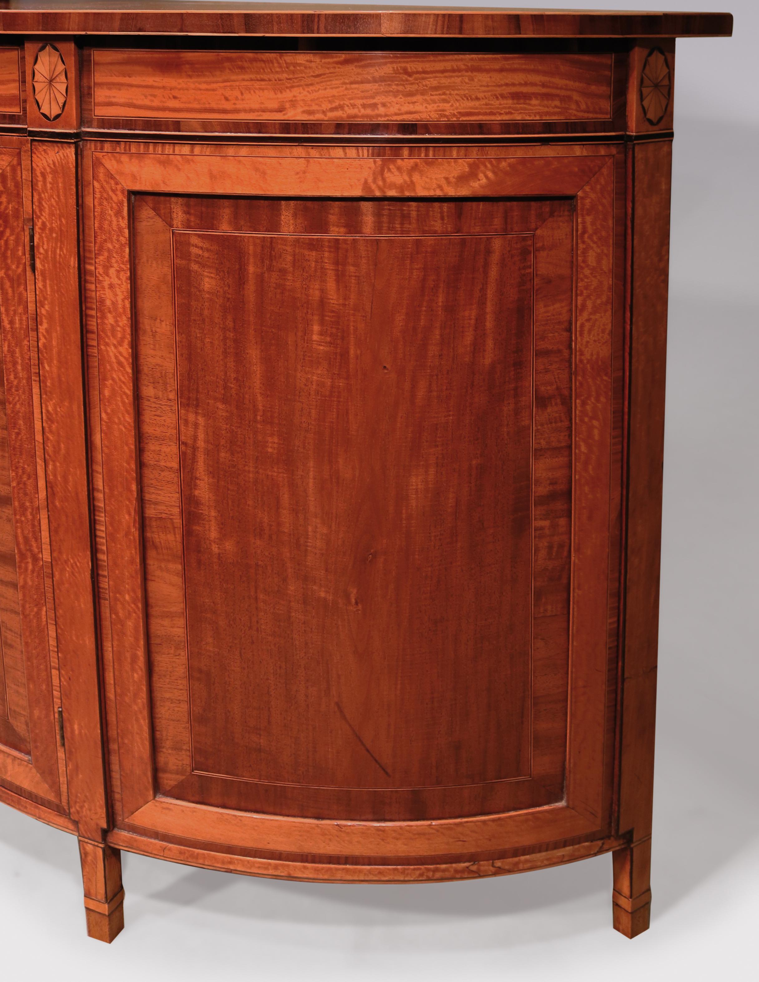 English Sheraton Period Satinwood Demilune Cabinet For Sale