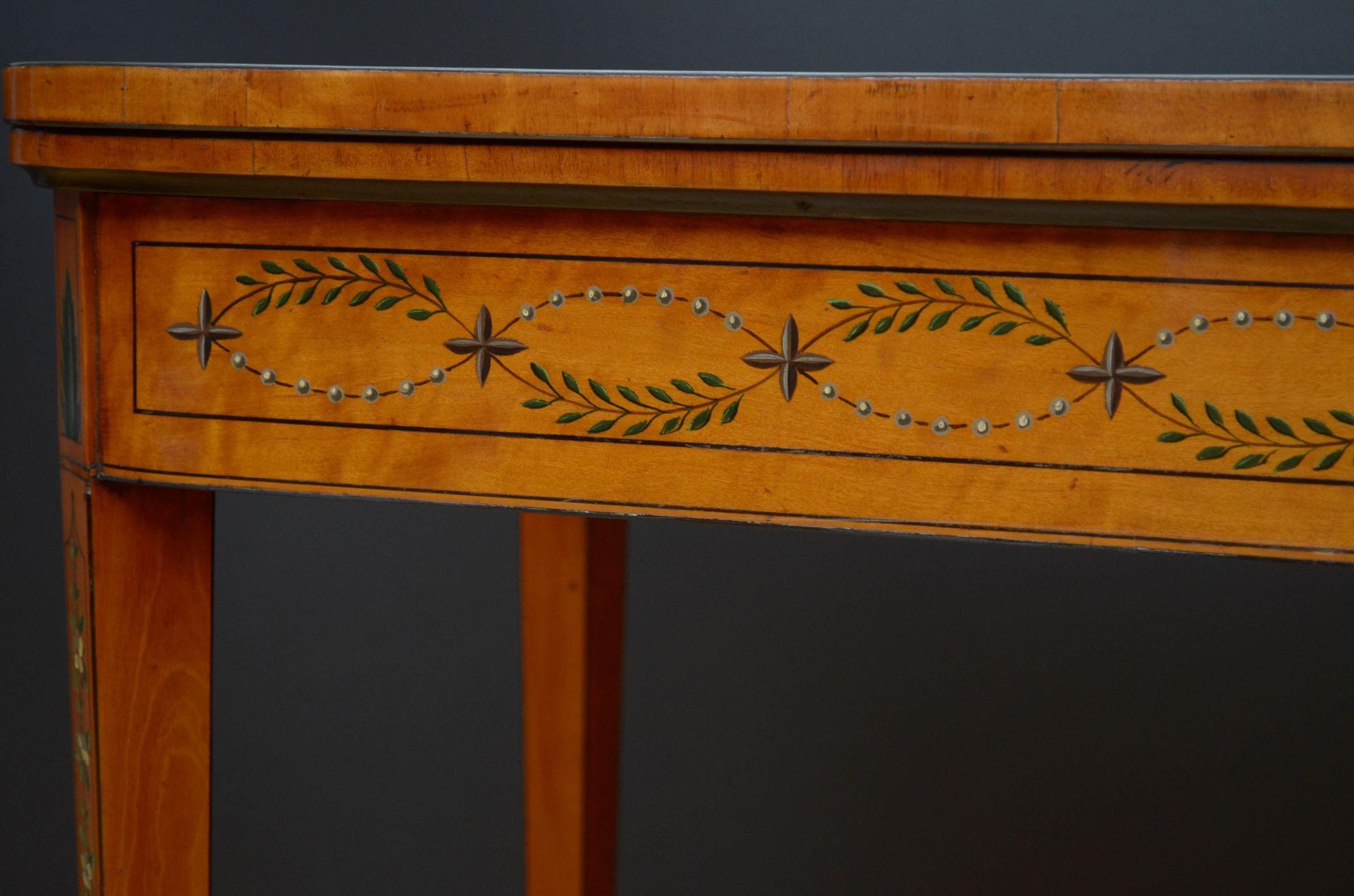 Sheraton Perion Painted Card Table in Satinwood 6