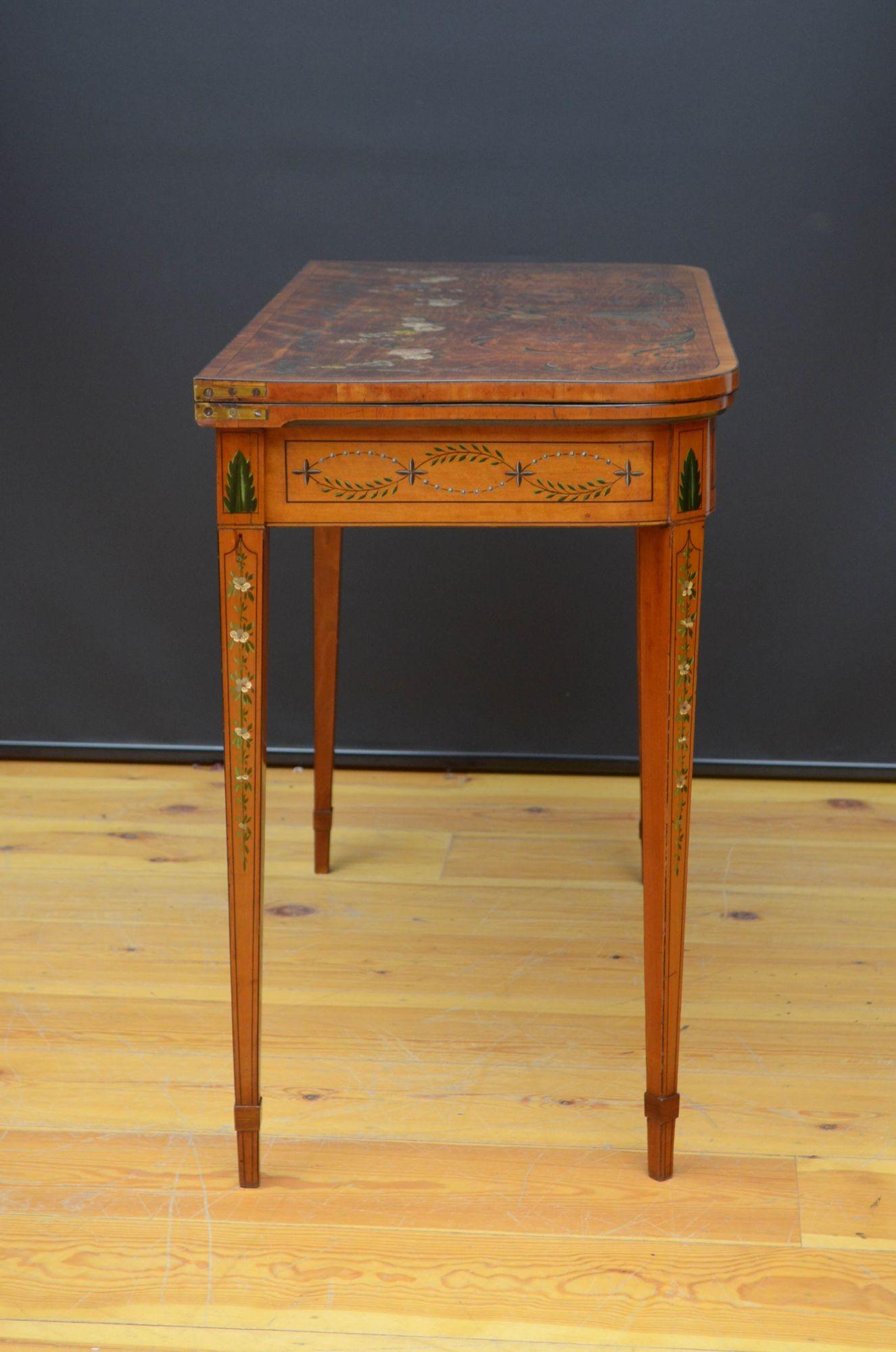 Sheraton Perion Painted Card Table in Satinwood 13