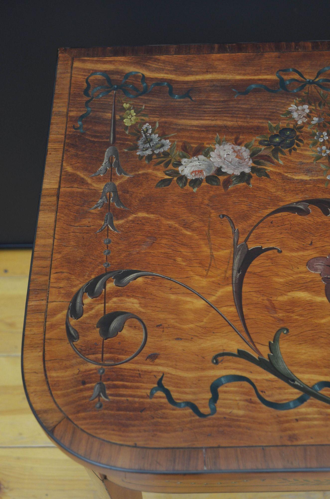 Sheraton Perion bemalter Kartentisch aus Seidenholz (18. Jahrhundert und früher)