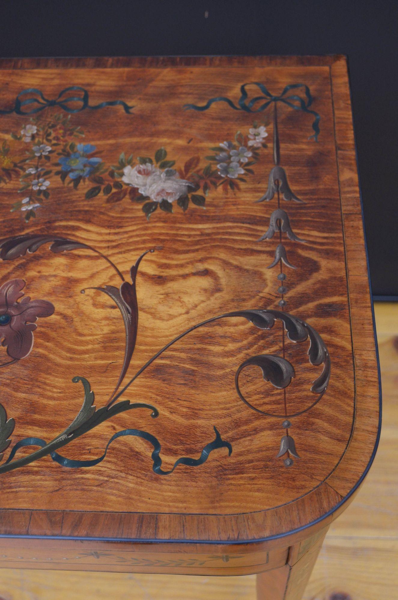 Sheraton Perion bemalter Kartentisch aus Seidenholz 3