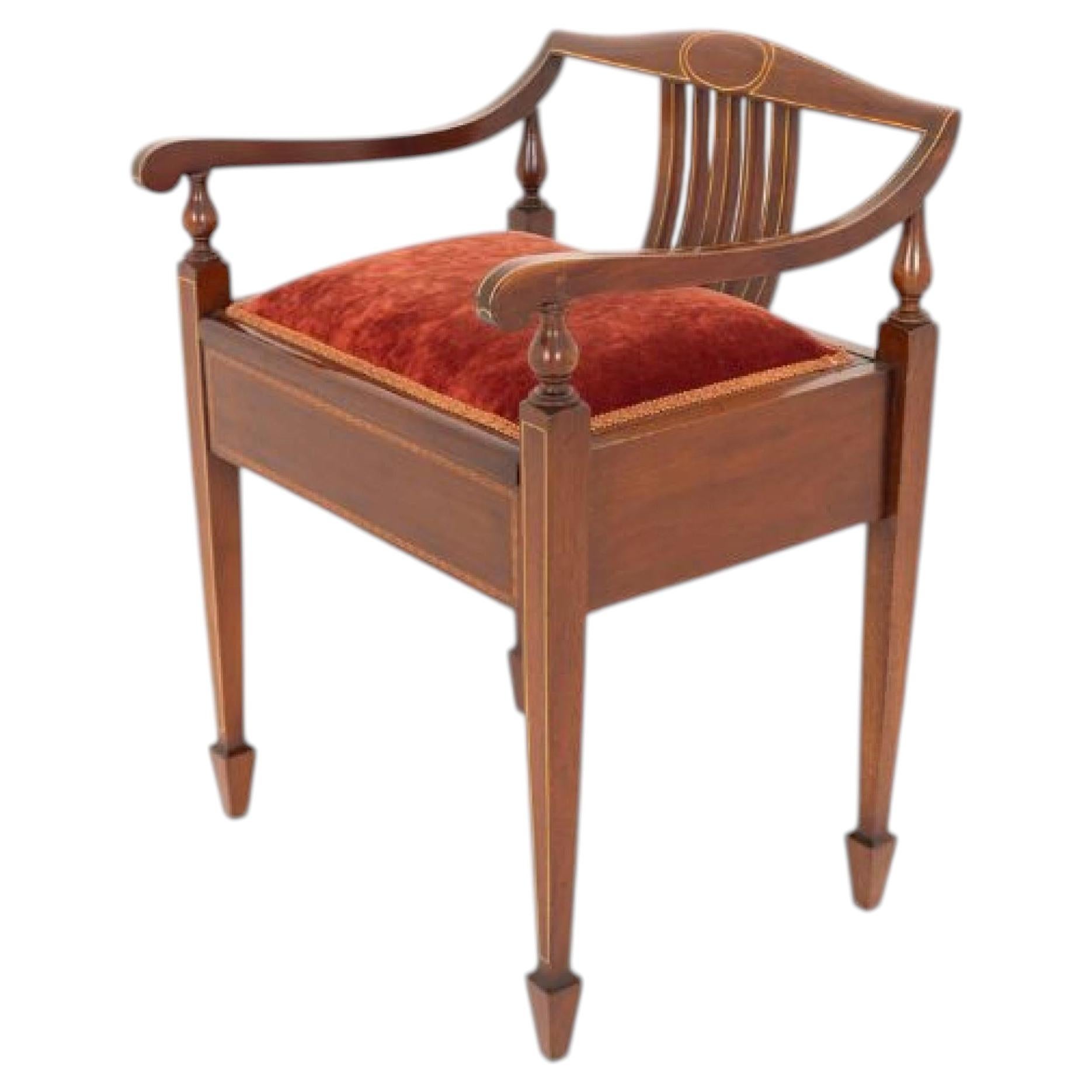 Sheraton Piano Stool Mahogany Antique Revival
