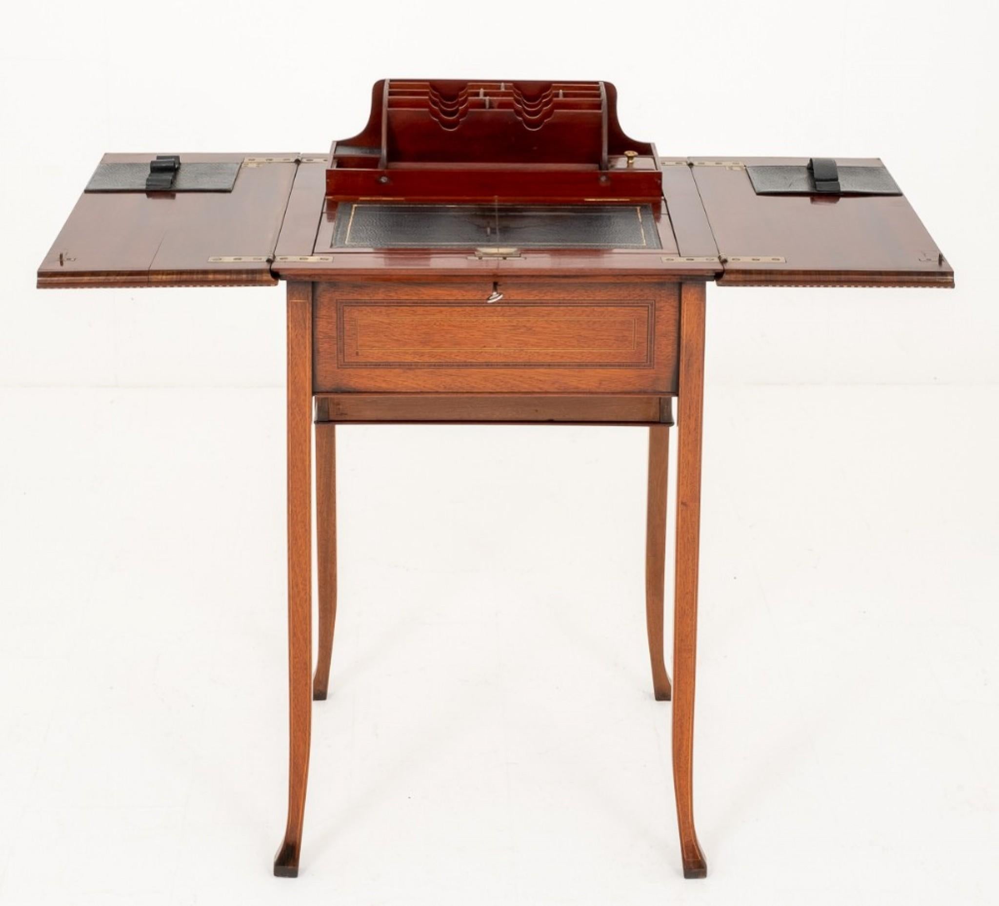 Sheraton Popup Writing Table Desk in Mahogany For Sale 6
