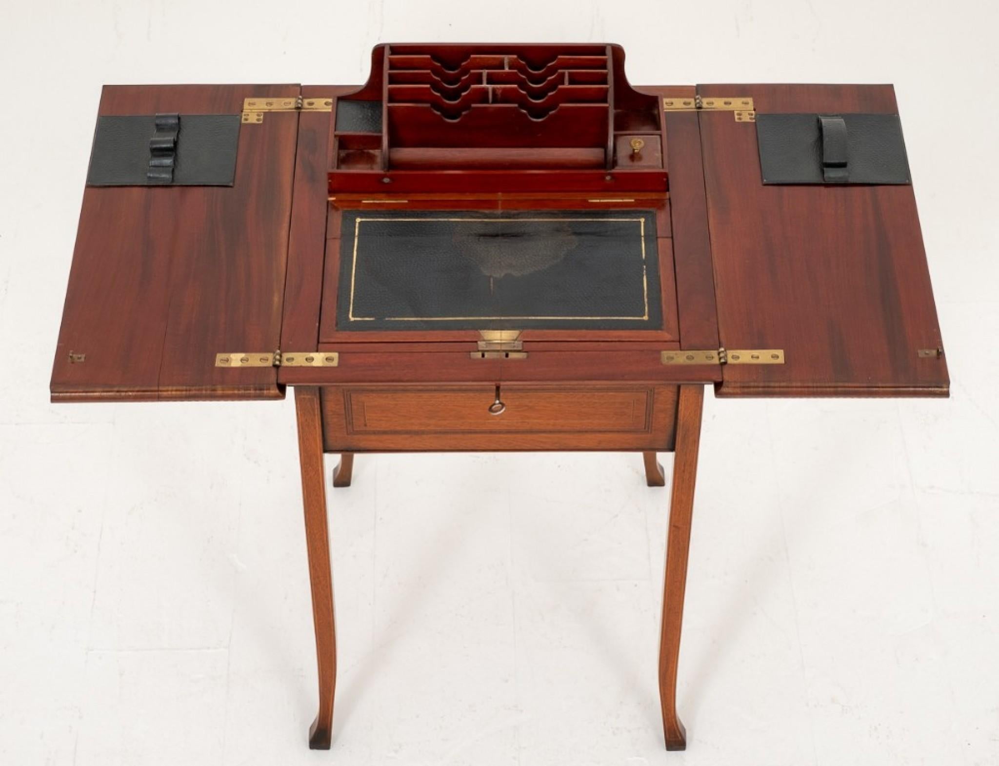 Sheraton Popup Writing Table Desk in Mahogany For Sale 9