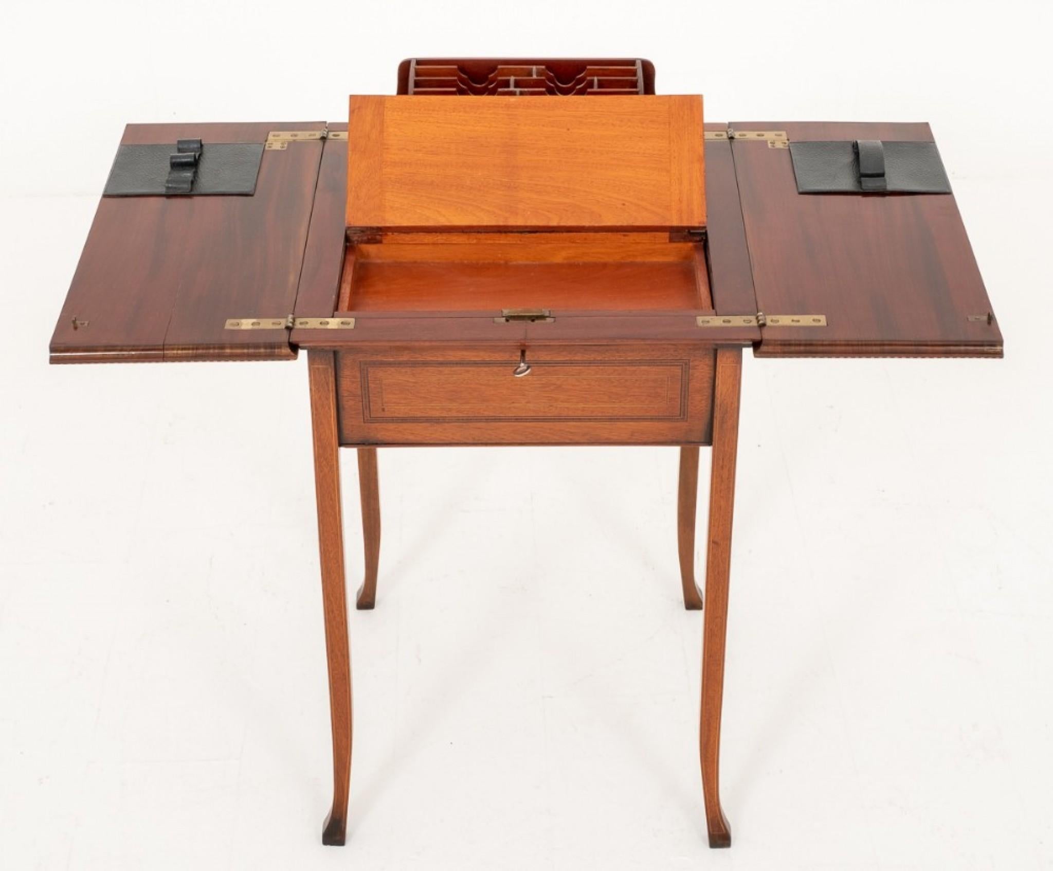 Sheraton Popup Writing Table Desk in Mahogany For Sale 10