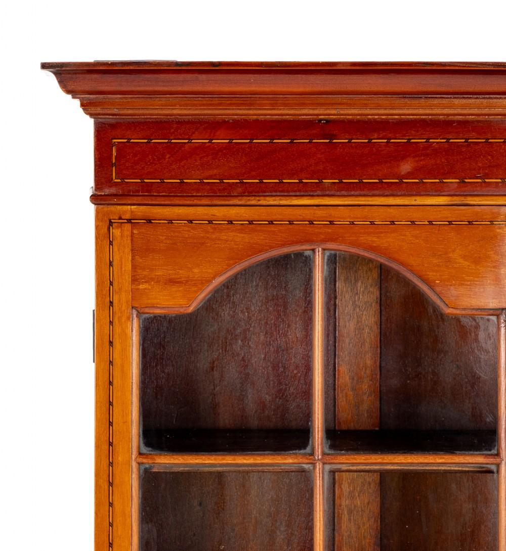 Sheraton Revival Bookcase Mahogany Cabinet Glazed 1880 For Sale 1