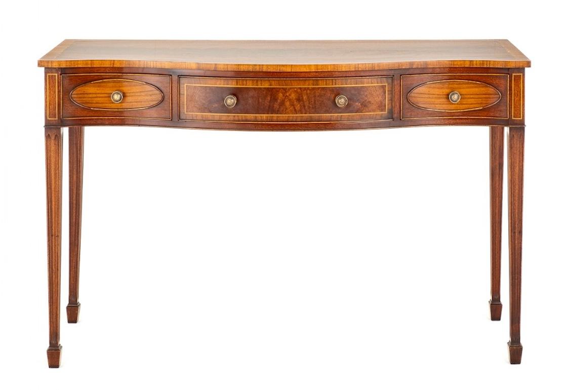 Sheraton Revival Console Table Serpentine Mahogany In Good Condition In Potters Bar, GB