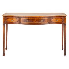 Antique Sheraton Revival Console Table Serpentine Mahogany