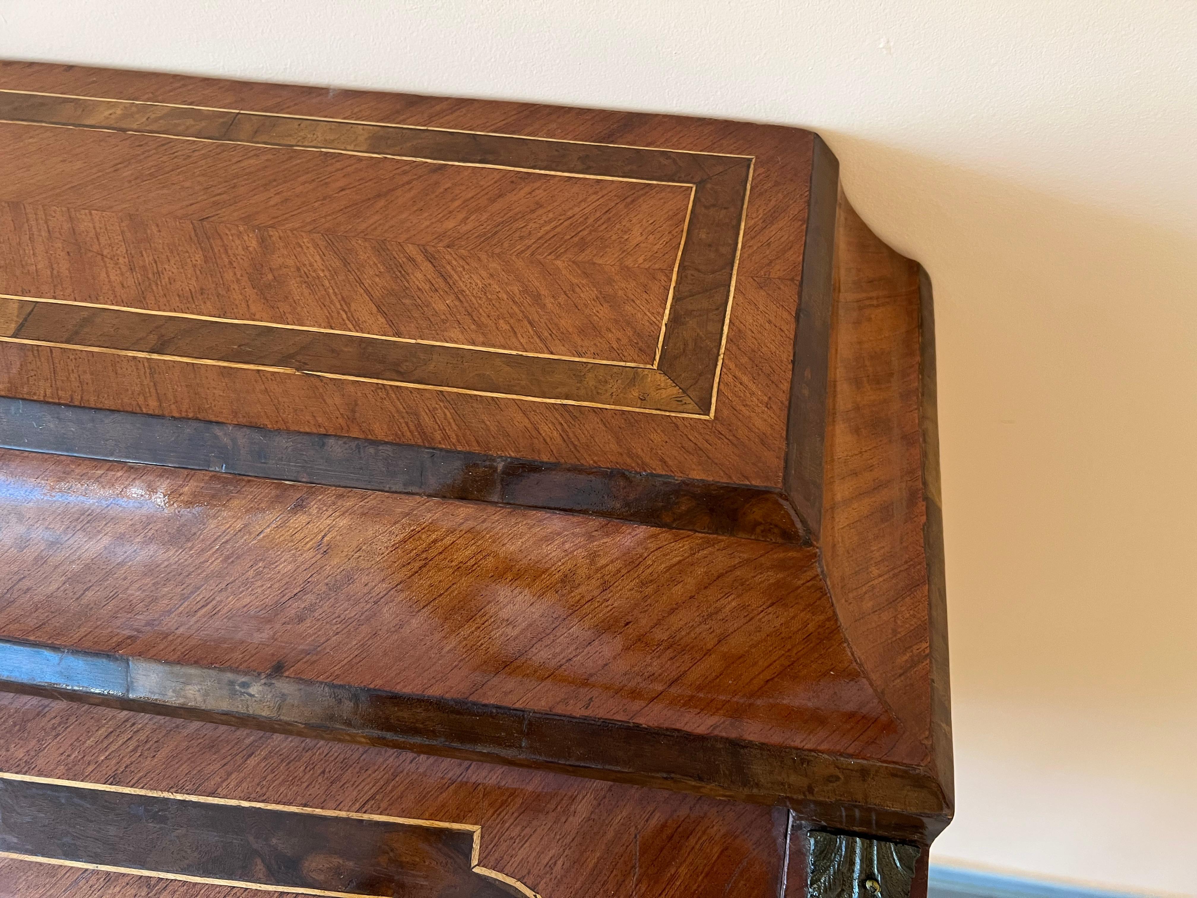 Sheraton Revival Cylinder Bureau, writing Desk with marquetry, circa 1890 For Sale 7